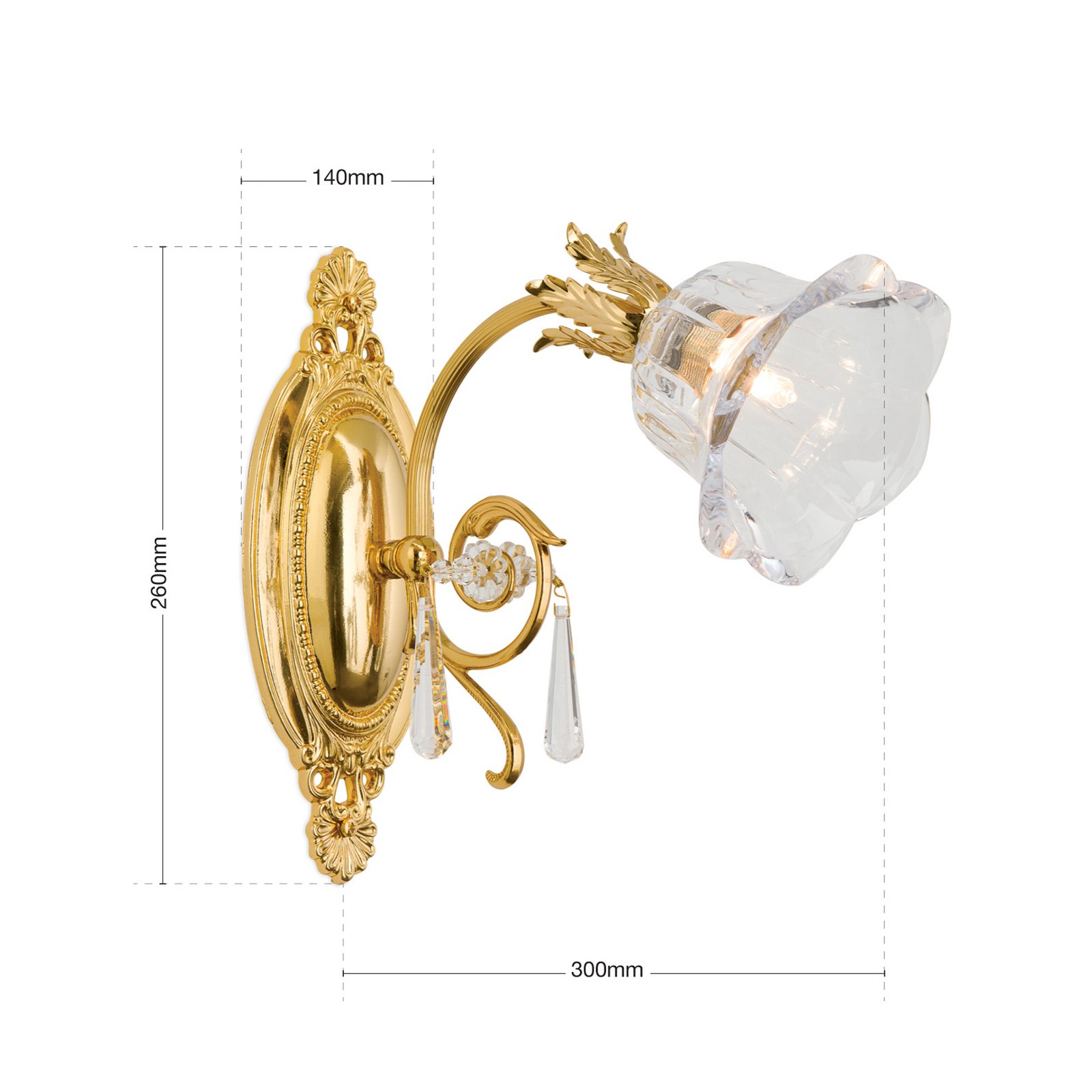 Sienas lampa Kaisa, 24 karātu zeltījums, 1 gaisma