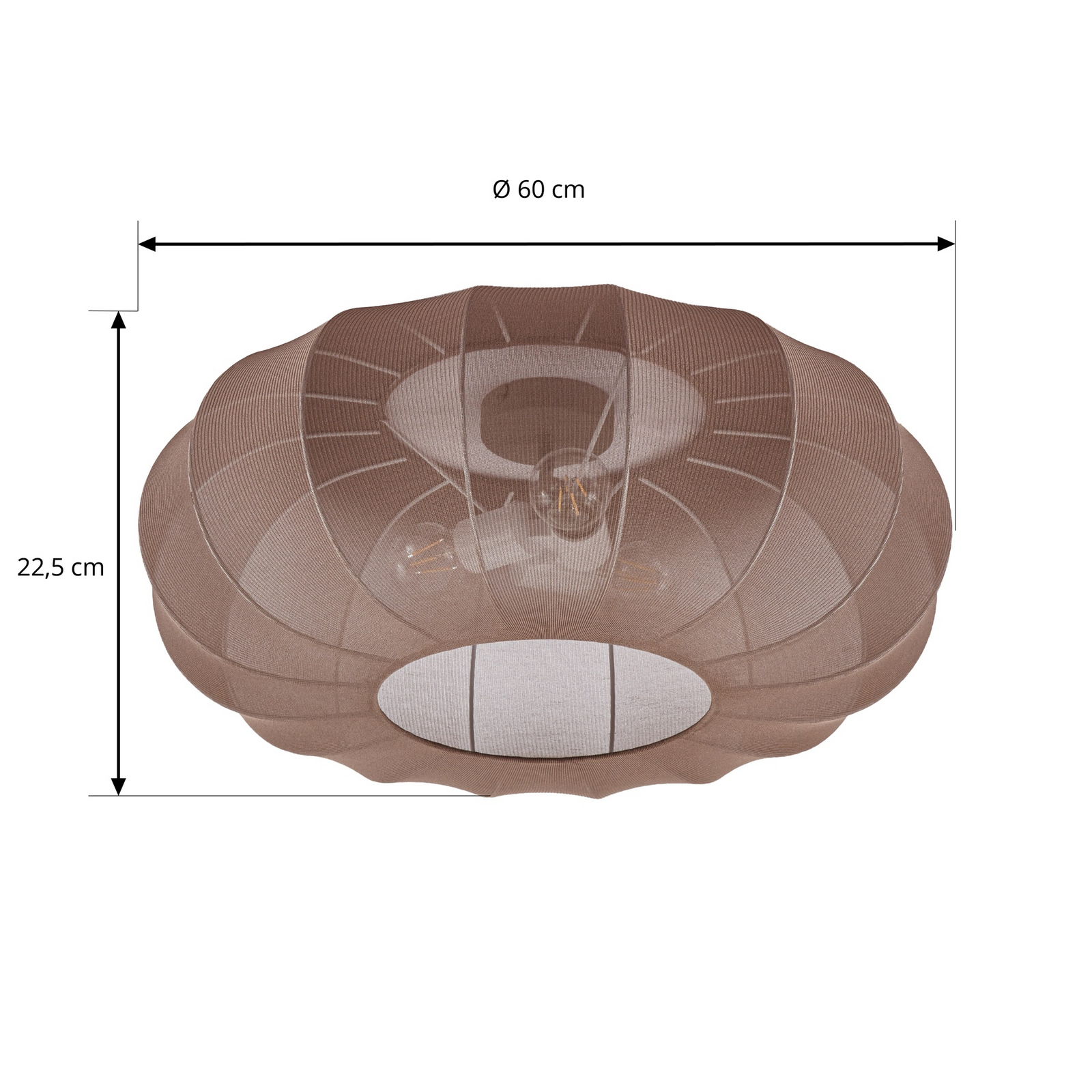 Lindby laelamp Helin, pruun, Ø 60 cm, tekstiil, 3 x E27