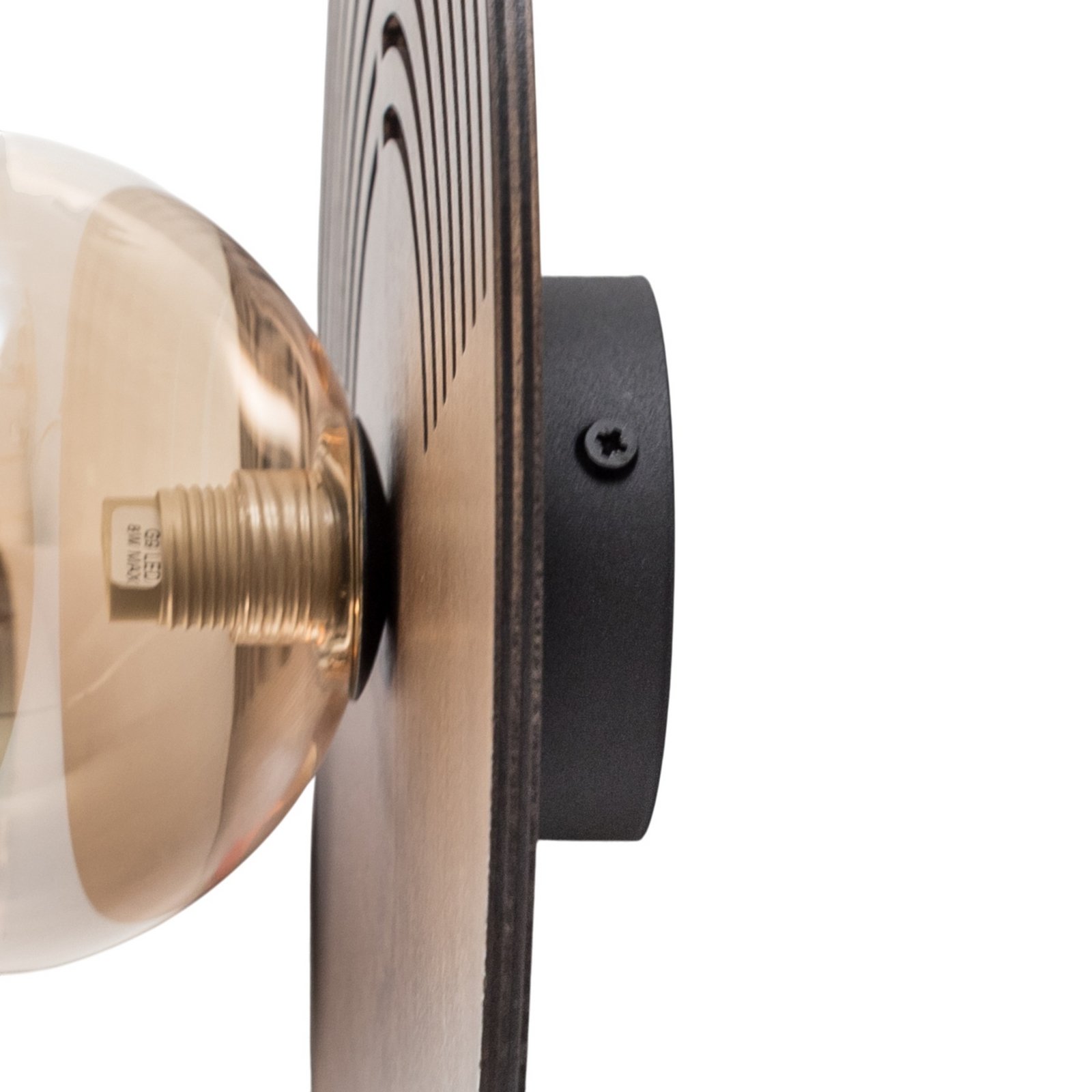 Wandleuchte Lunar, weiß/holzfarben, Ø 30 cm, G9