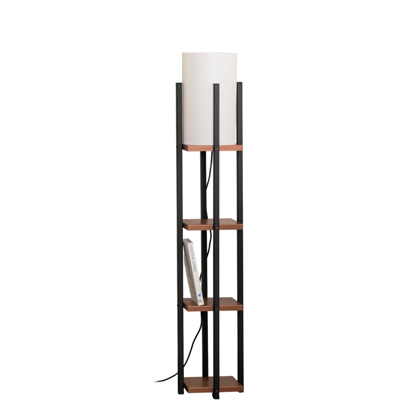 Stehleuchte Shelf, schwarz/kupfer, Stoff, Höhe 130 cm, E27