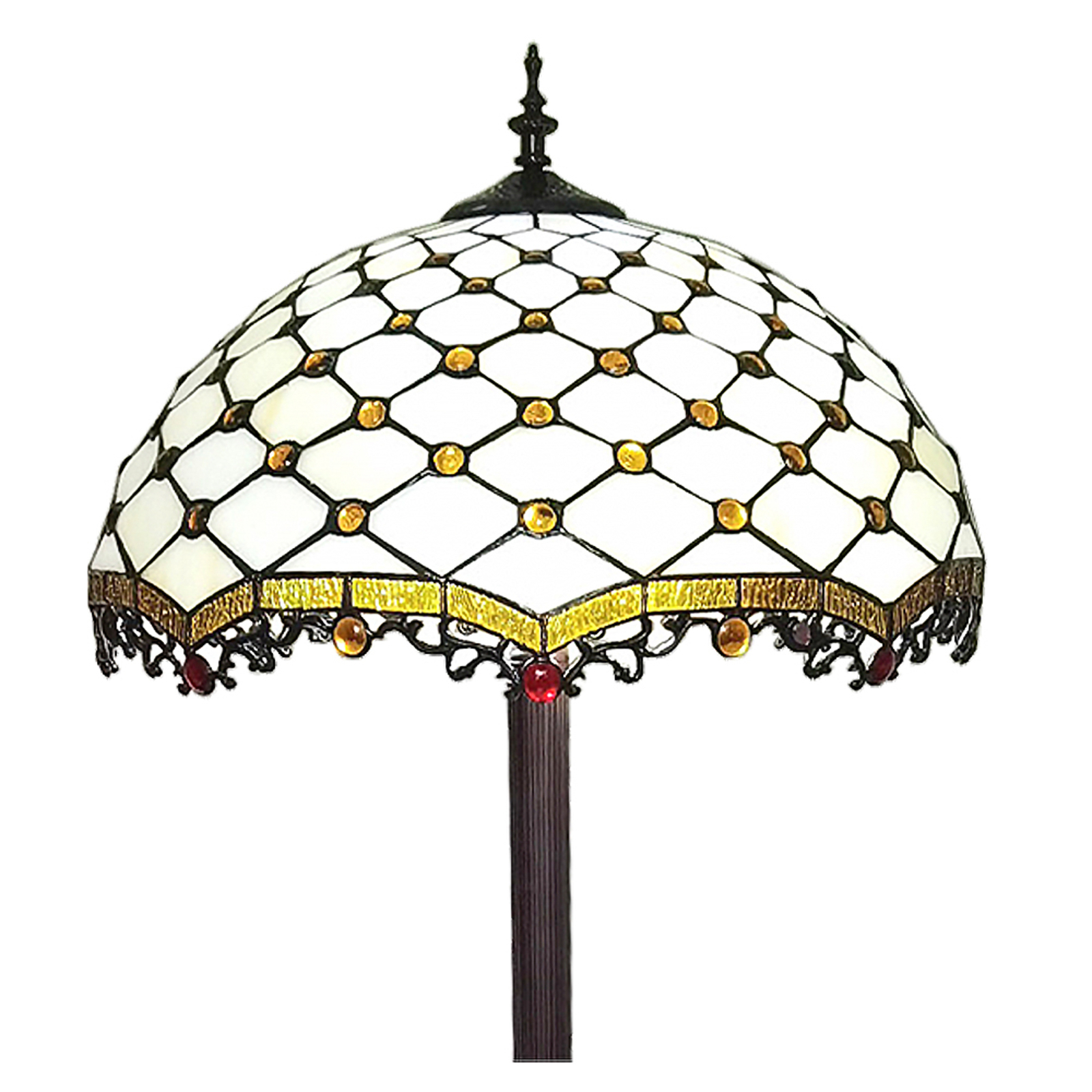 Stojací lampa 5LL-6113 v designu Tiffany, bílá