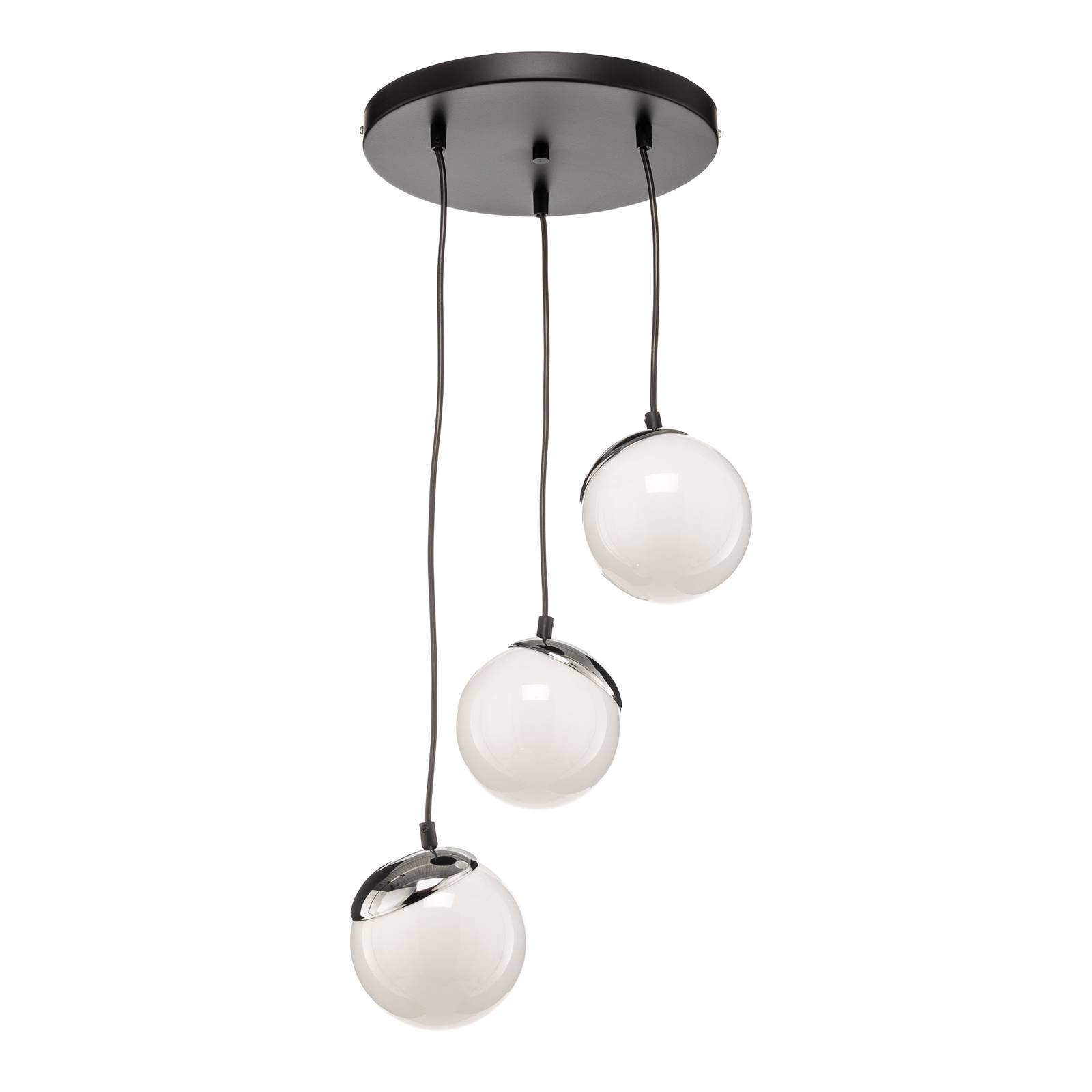 Euluna Suspension Sfera 3 lampes verre/chrome/noir