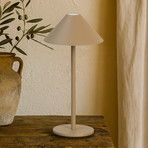 LED-Akku-Tischlampe Prato, greige, Höhe 25 cm Metall IP54