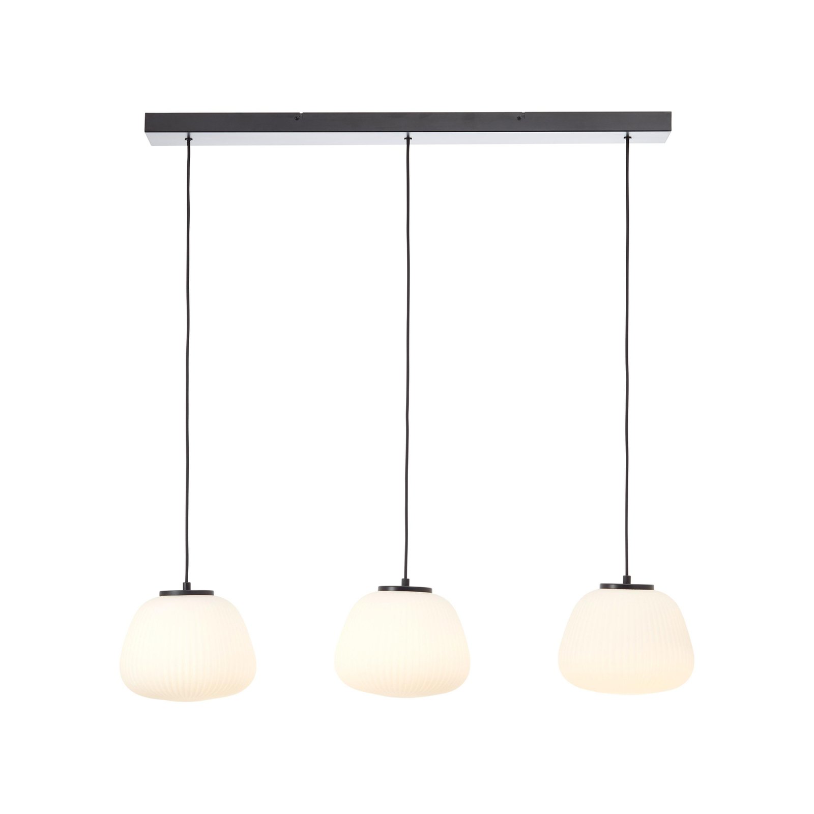 Kaizen hanging light, length 105 cm, opal, 3-bulb glass/metal
