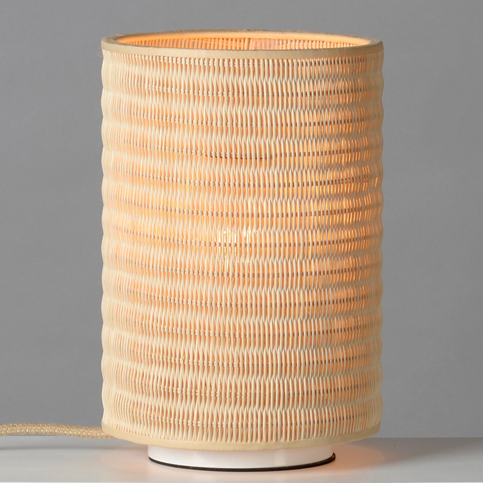 Vlechtwerk table lamp, cylinder, made of rattan