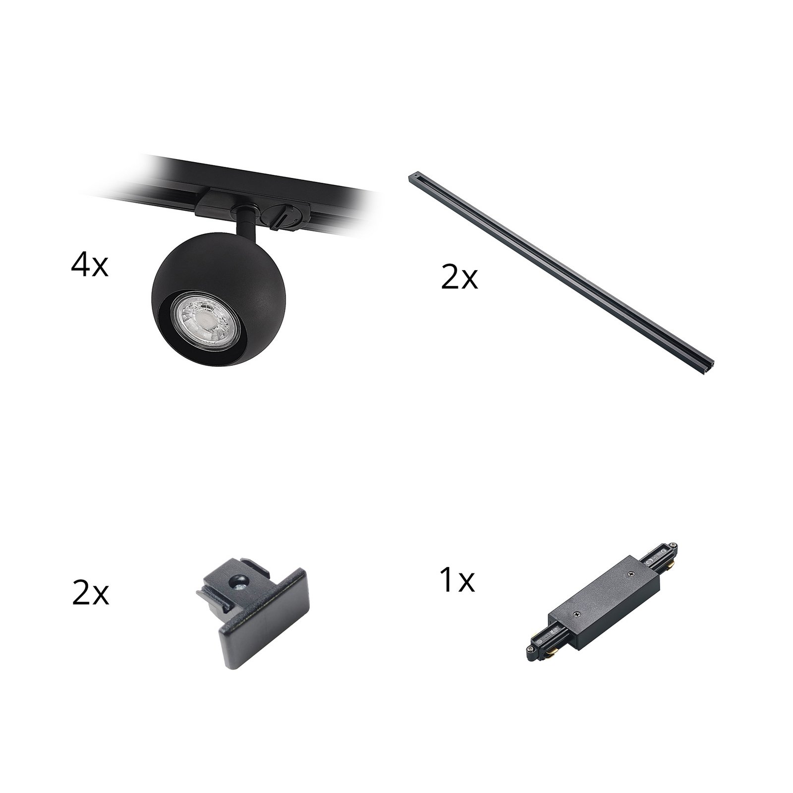 Linaro Round Track 4 Plafonnier GU10 Noir - Lindby