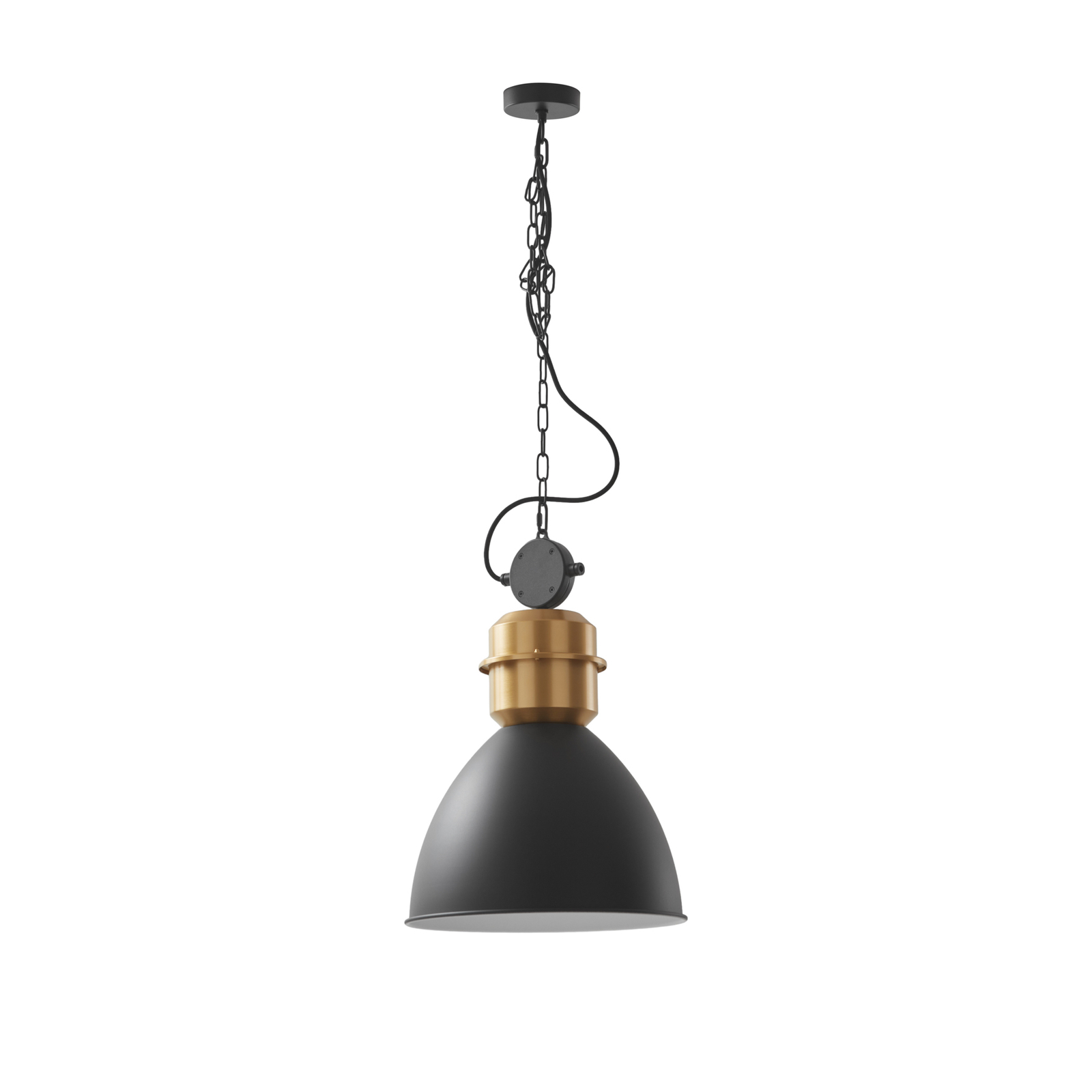 Lucande hanglamp Kaeloria, zwart/messing, aluminium, Ø 35 cm