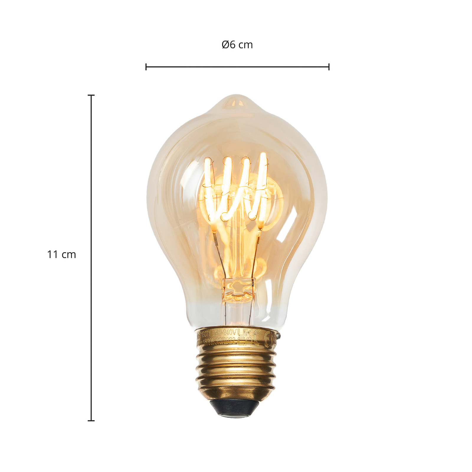 E27 3.8W filament LED bulb, 1800K, 170 lumens amber
