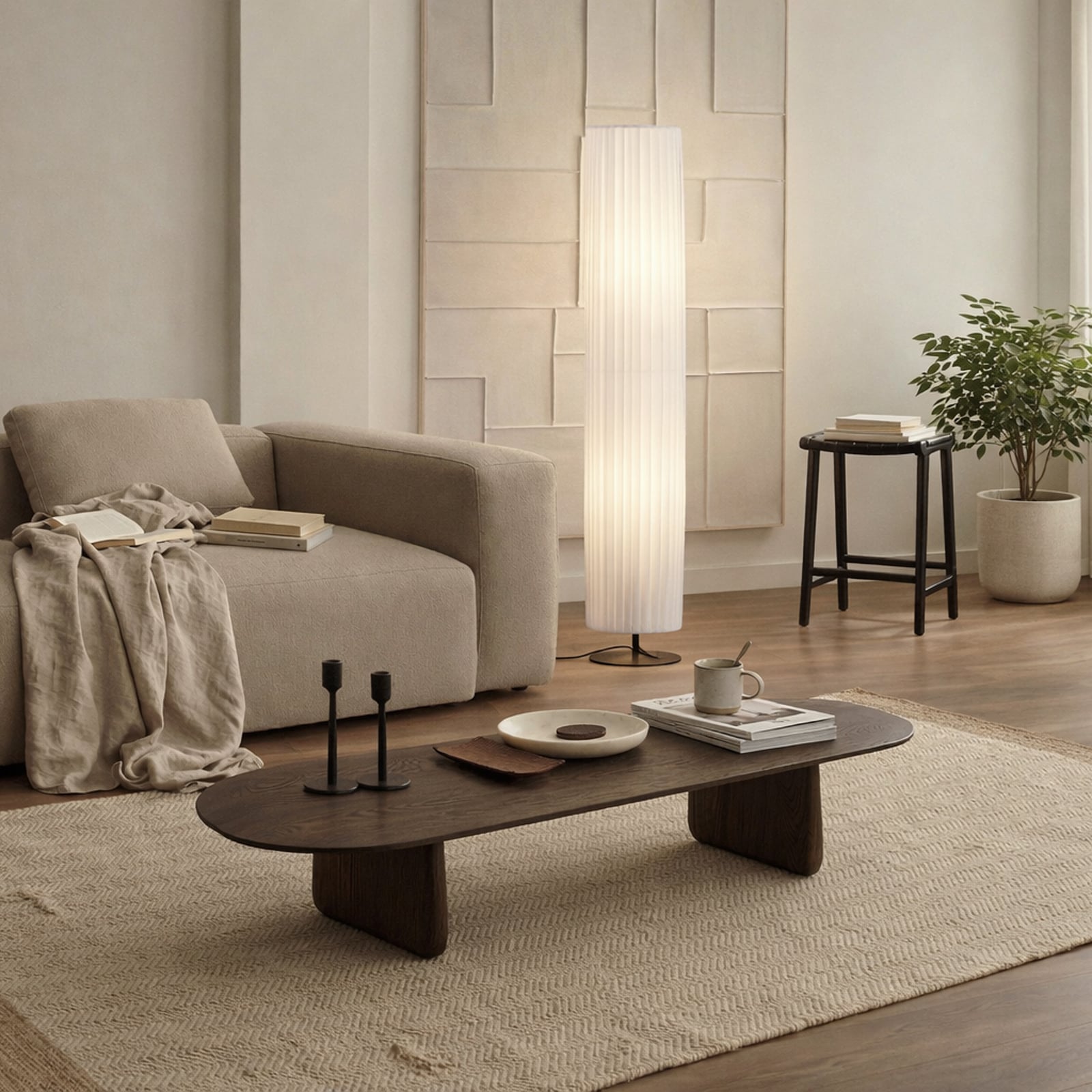 Virelle vloerlamp, wit, textiel, hoogte 117 cm, E27 - Lindby Virelle vloerlamp, wit, textiel, hoogte 117 cm, E27 - Lindby