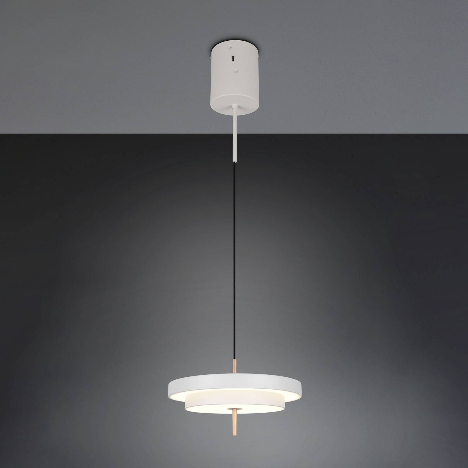 LED-Hängelampe Keaton, hellgrau, Ø 40 cm, Metall, CCT günstig online kaufen