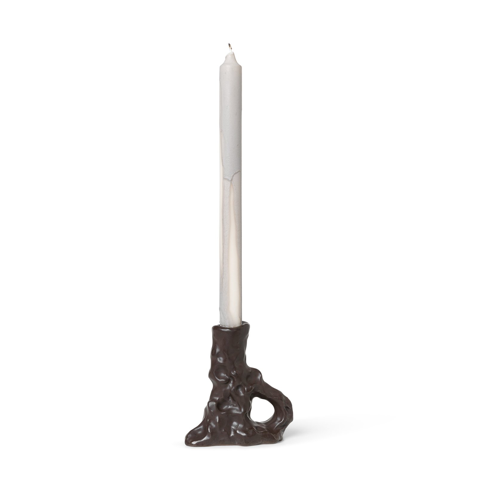 ferm LIVING Candlestick Ditto Single, brown, ceramic