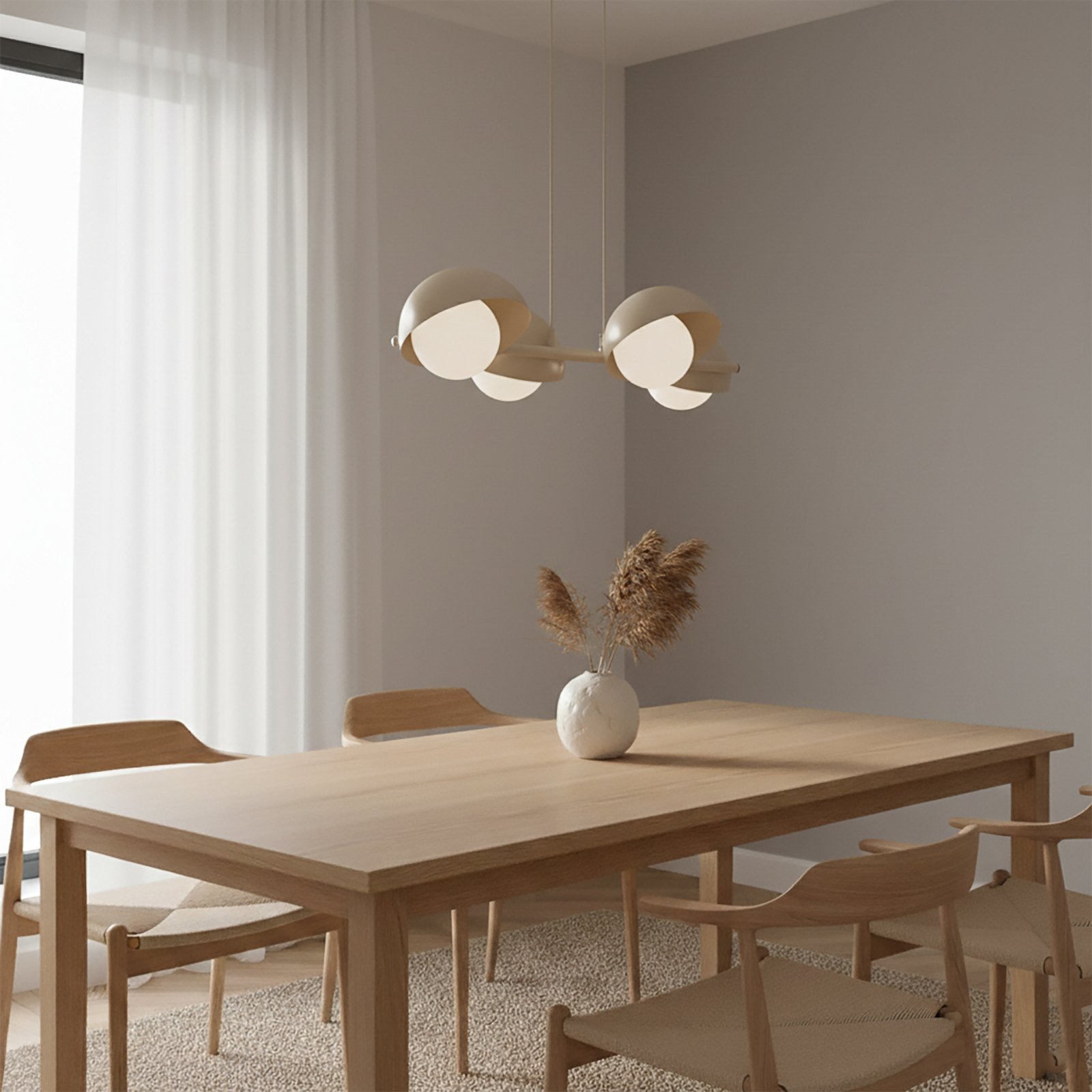 Boom 4 pendant light, beige, glass/steel, length 60 cm Boom 4 pendant light, beige, glass/steel, length 60 cm