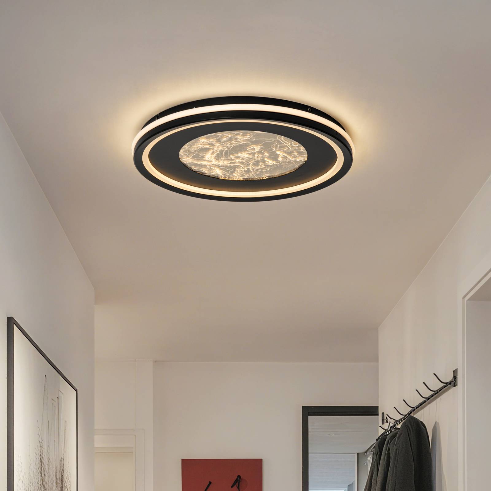 Lucande LED-Deckenlampe Tillian, schwarz/gold, 50cm, dimmbar günstig online kaufen