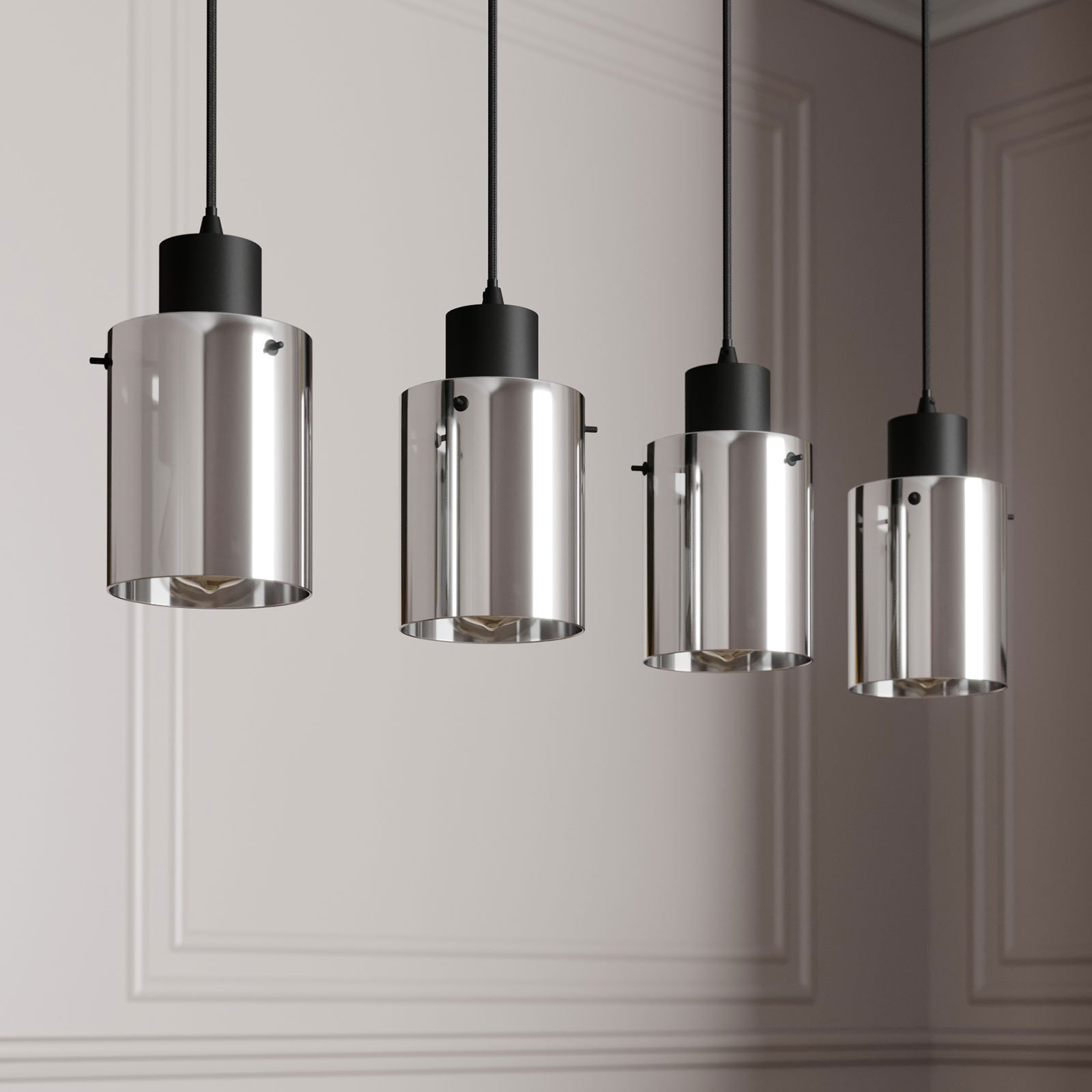 Kourtney Závěsná Lampa Black/Smoke - Lindby