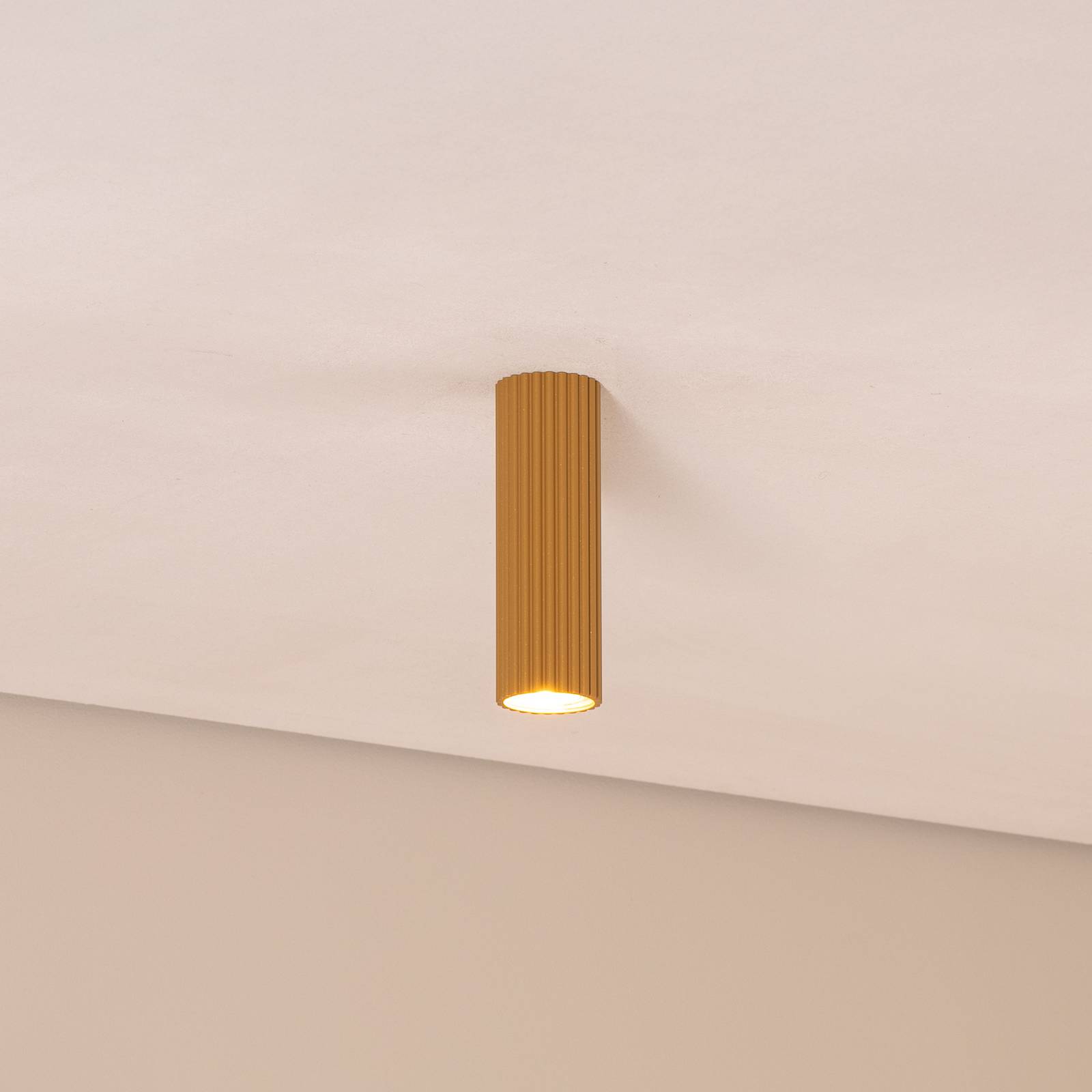 Deckenleuchte Karbon, goldfarben, Höhe 20 cm, Aluminium günstig online kaufen