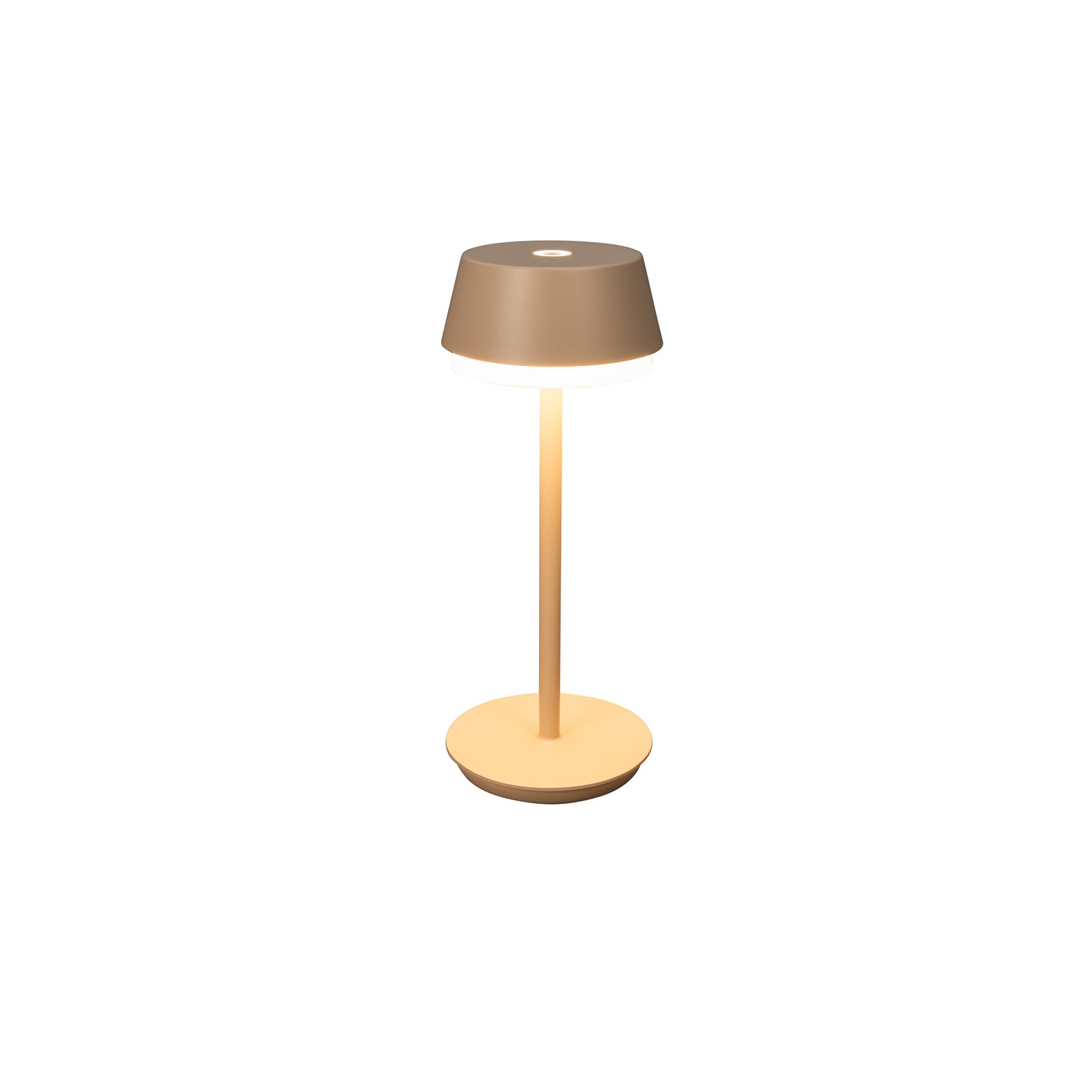 Lampe de table LED à accu Lyon, couleur sable, IP54, variateur, CCT, RVB