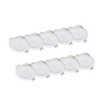 Prios LED recessed light Rida, set of 10, white, 10 cm, CCT, IP44