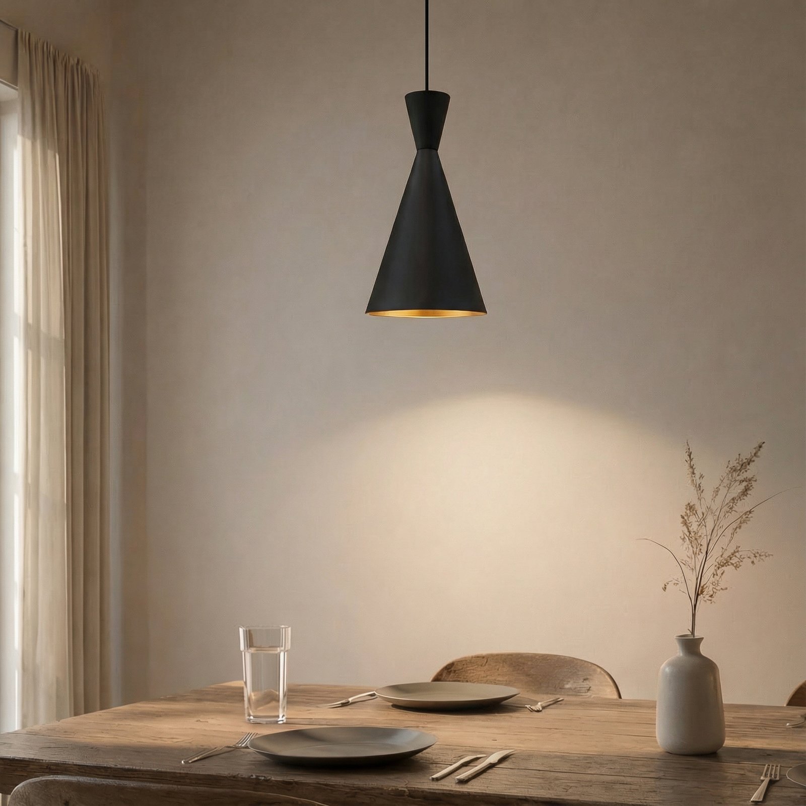 Glenora rippvalgusti, must, Ø 18 cm, metall, E27