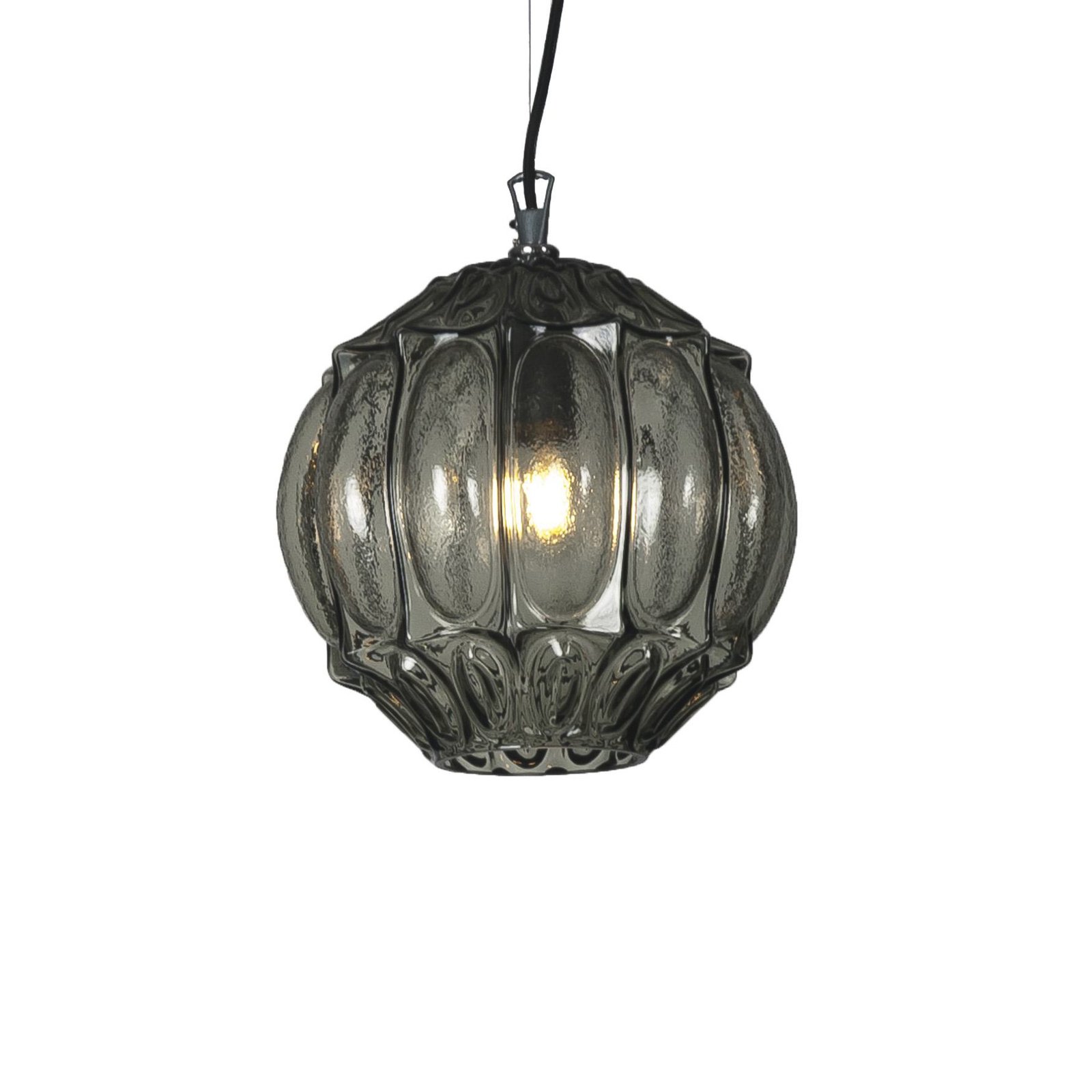 Karman pendant light Ginger, smoke grey, height 26 cm, glass, E27