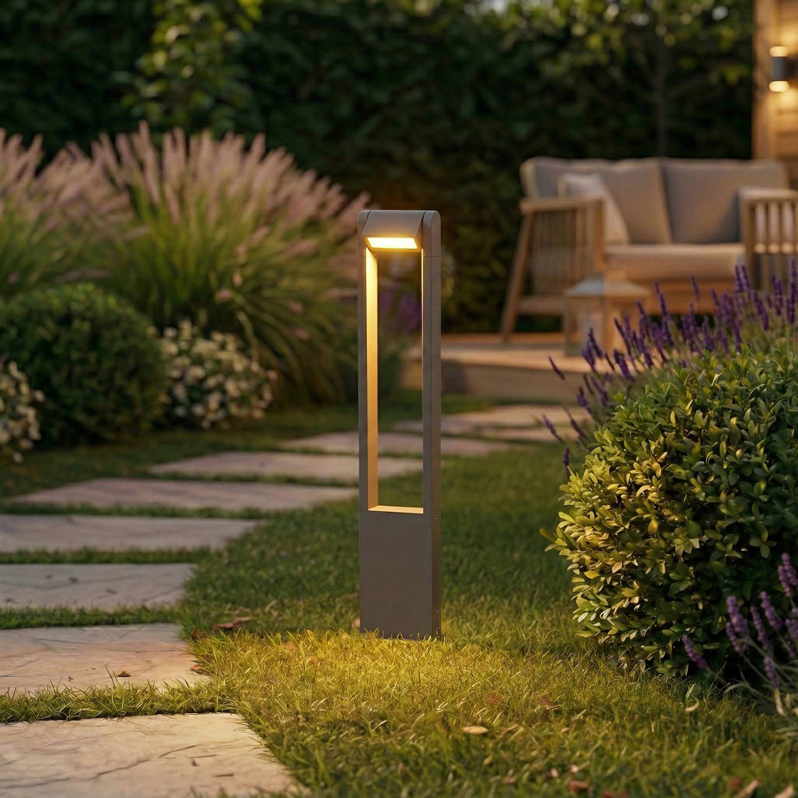 Lindby słupek oświetleniowy LED Meloni, antracyt, 65 cm, IP65 obrotowa