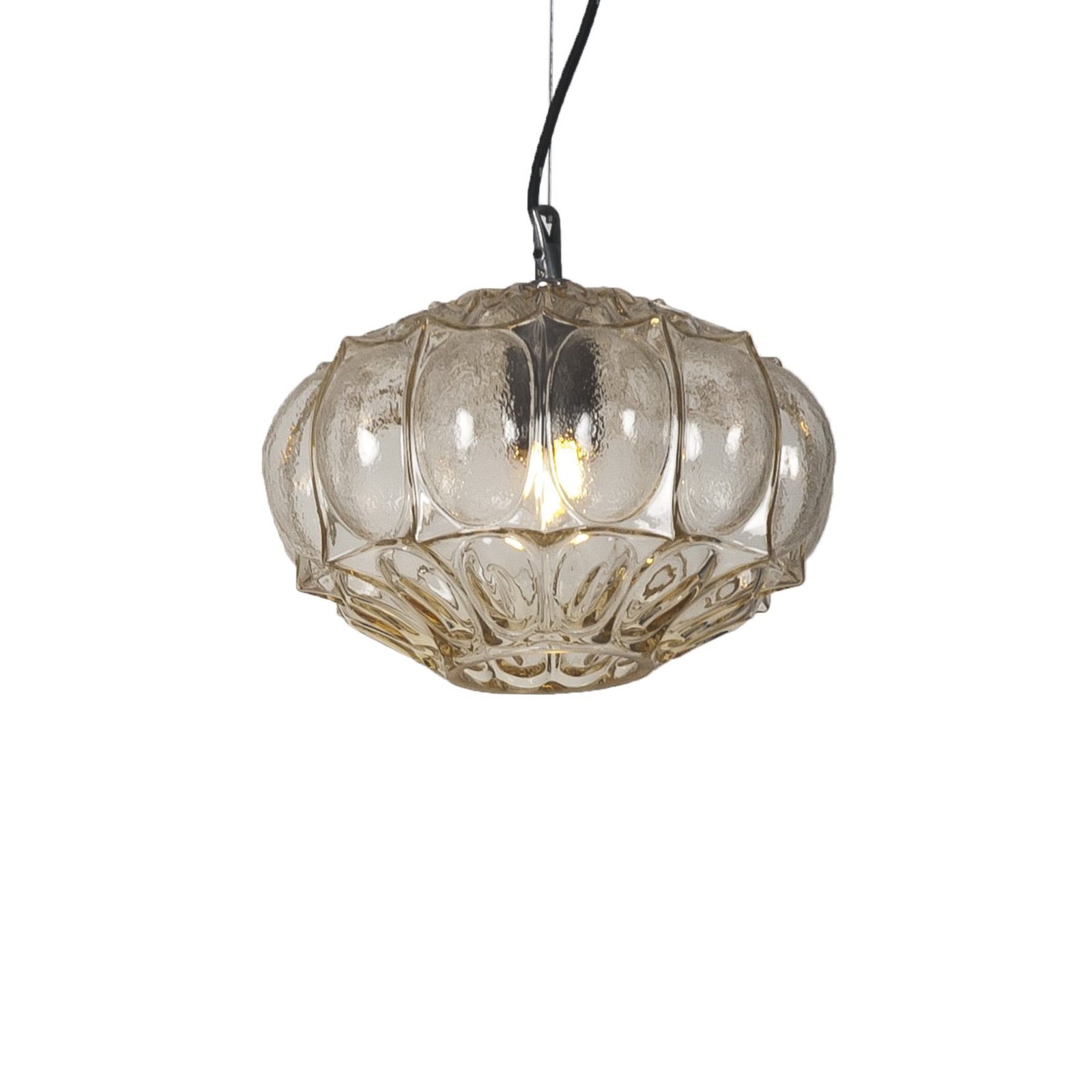 Karman pendant light Ginger, yellow, height 20 cm glass, E27