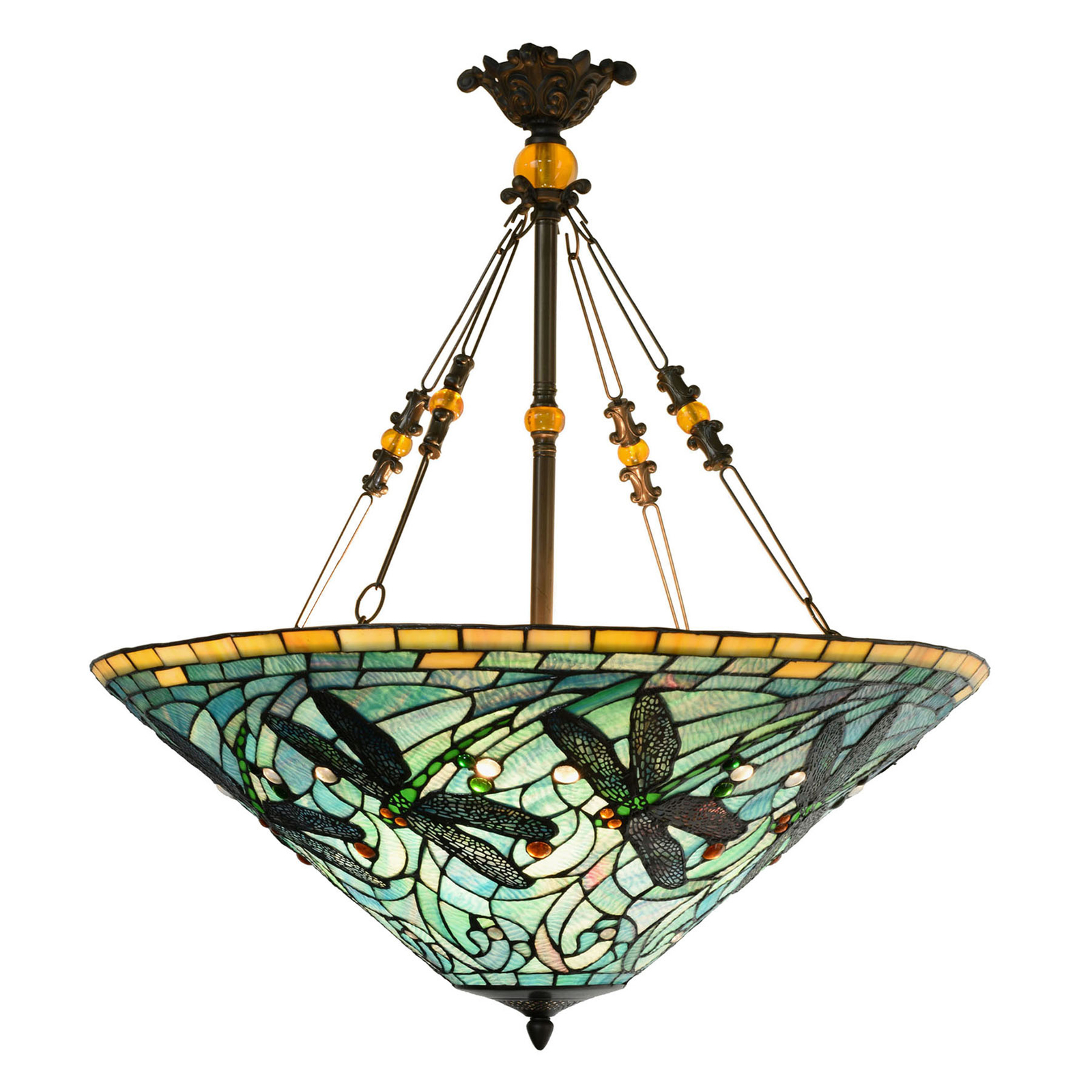 5975 hanging light with a colourful Tiffany design