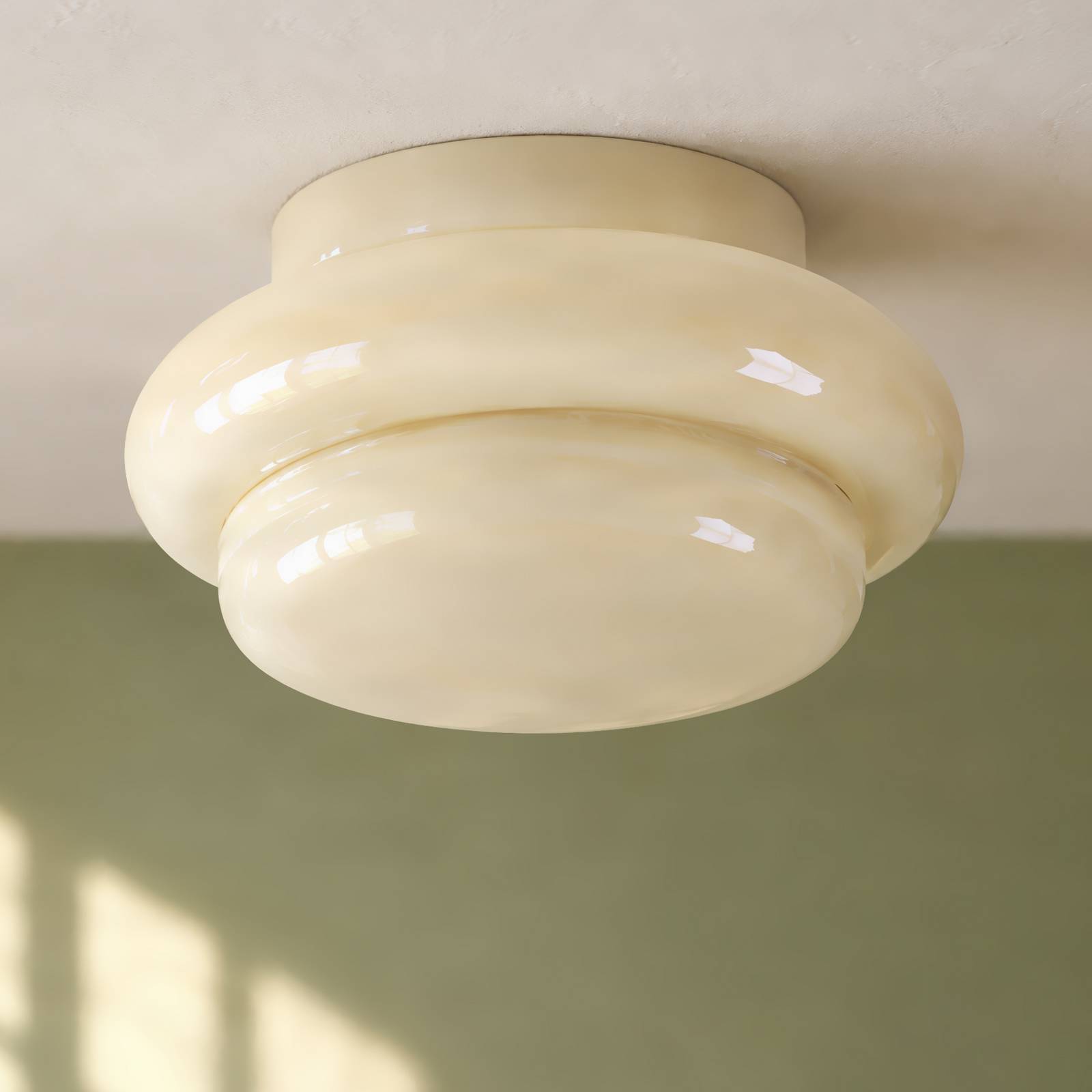 Lampa sufitowa Lucande Leilani, Ø 35 cm, żółta, E27, szkło