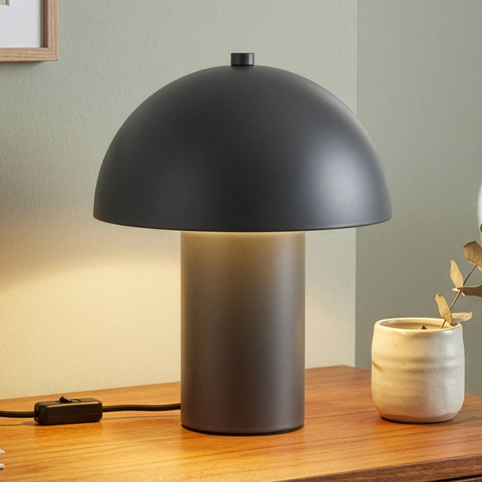 Bordlampe Enya, antrasitt, metall, høyde 25,5 cm, E14