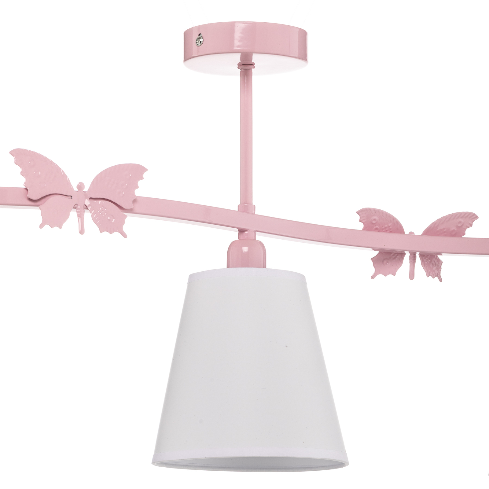 Alice ceiling magenta 3 white fabric lampshades