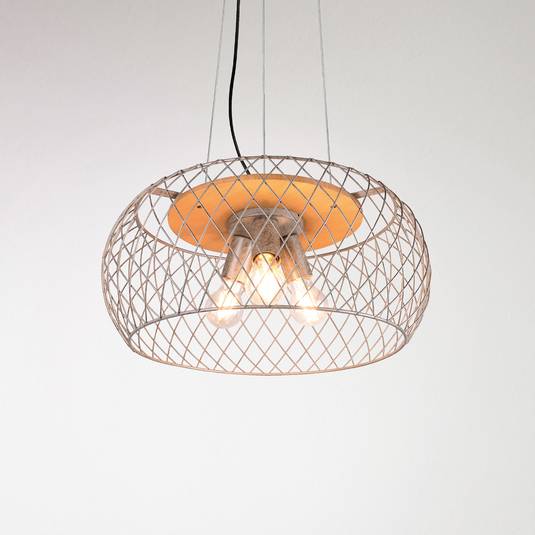 Suspension Tamil avec abatjour cage nickel ancien Luminaire.fr