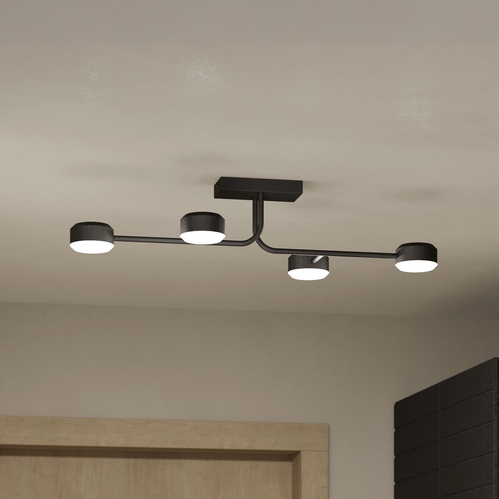 EGLO Clavellina Plafonieră cu LED negru patru lumini - Camera de zi / sufragerie - modern - negru alb satinat - Metal