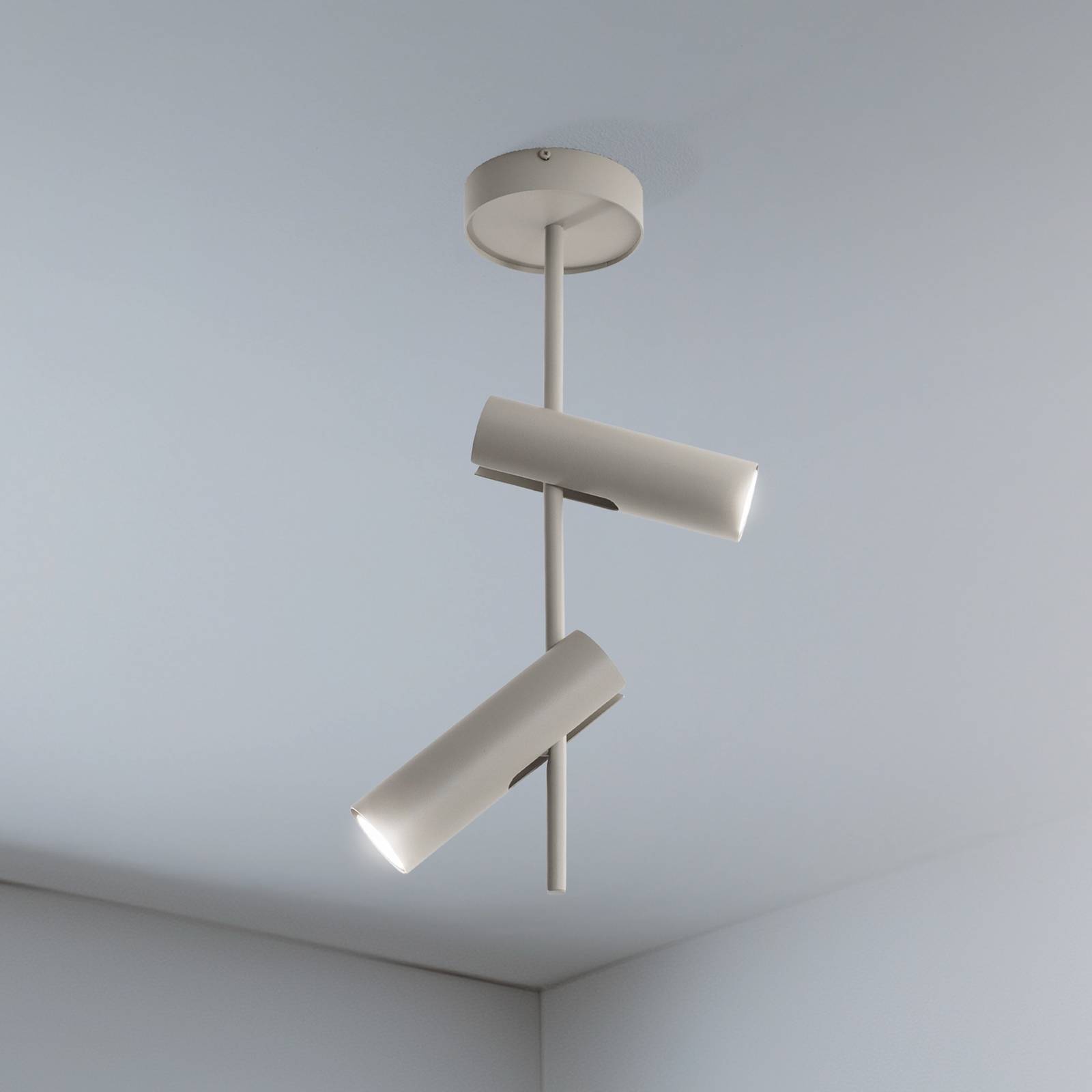 Deckenspot Leda 2, taupe, 2-flammig, Stahl, GU10, Höhe 55 cm günstig online kaufen