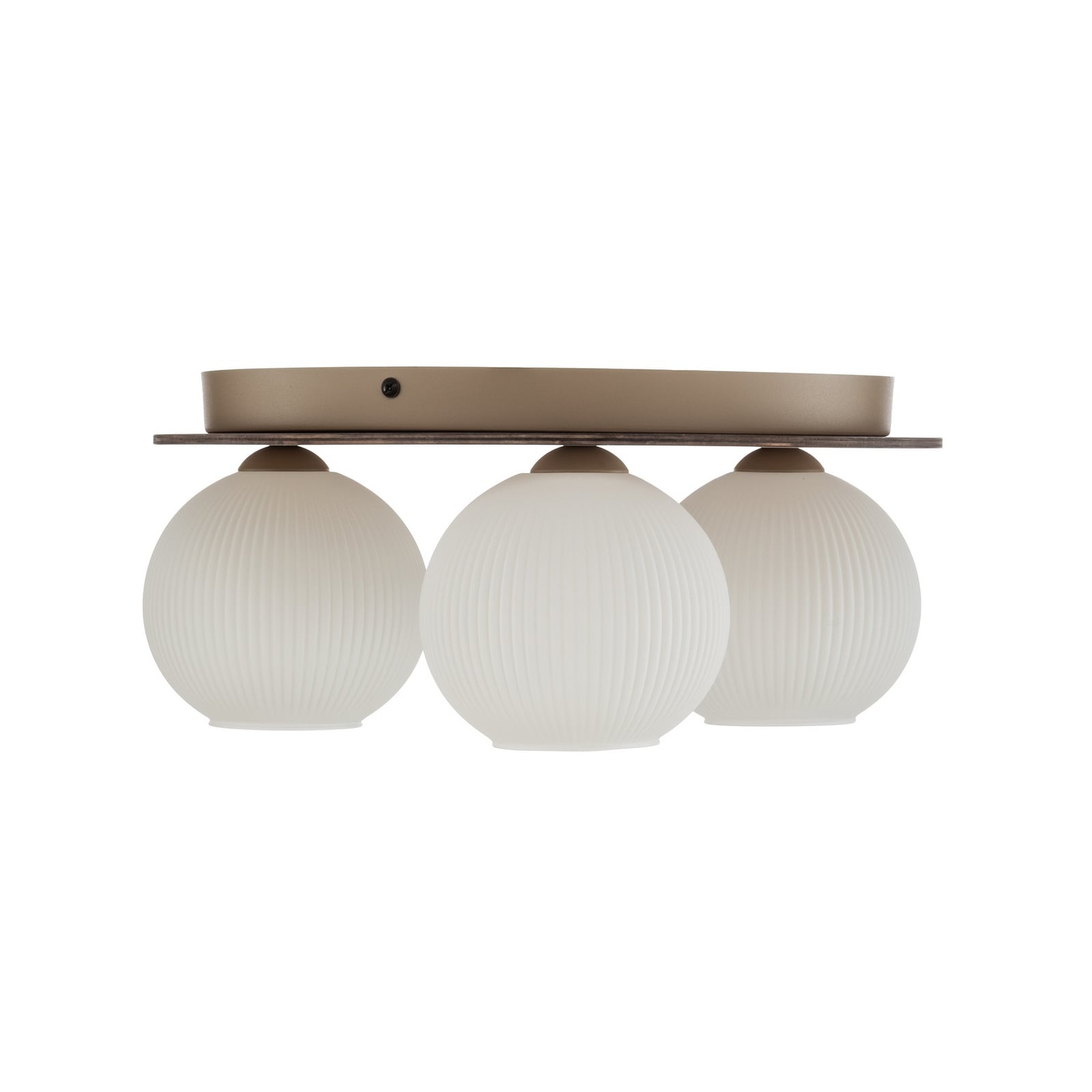 Deckenleuchte Virlo, 3-flammig, Opalglas, Holz, Ø 42 cm