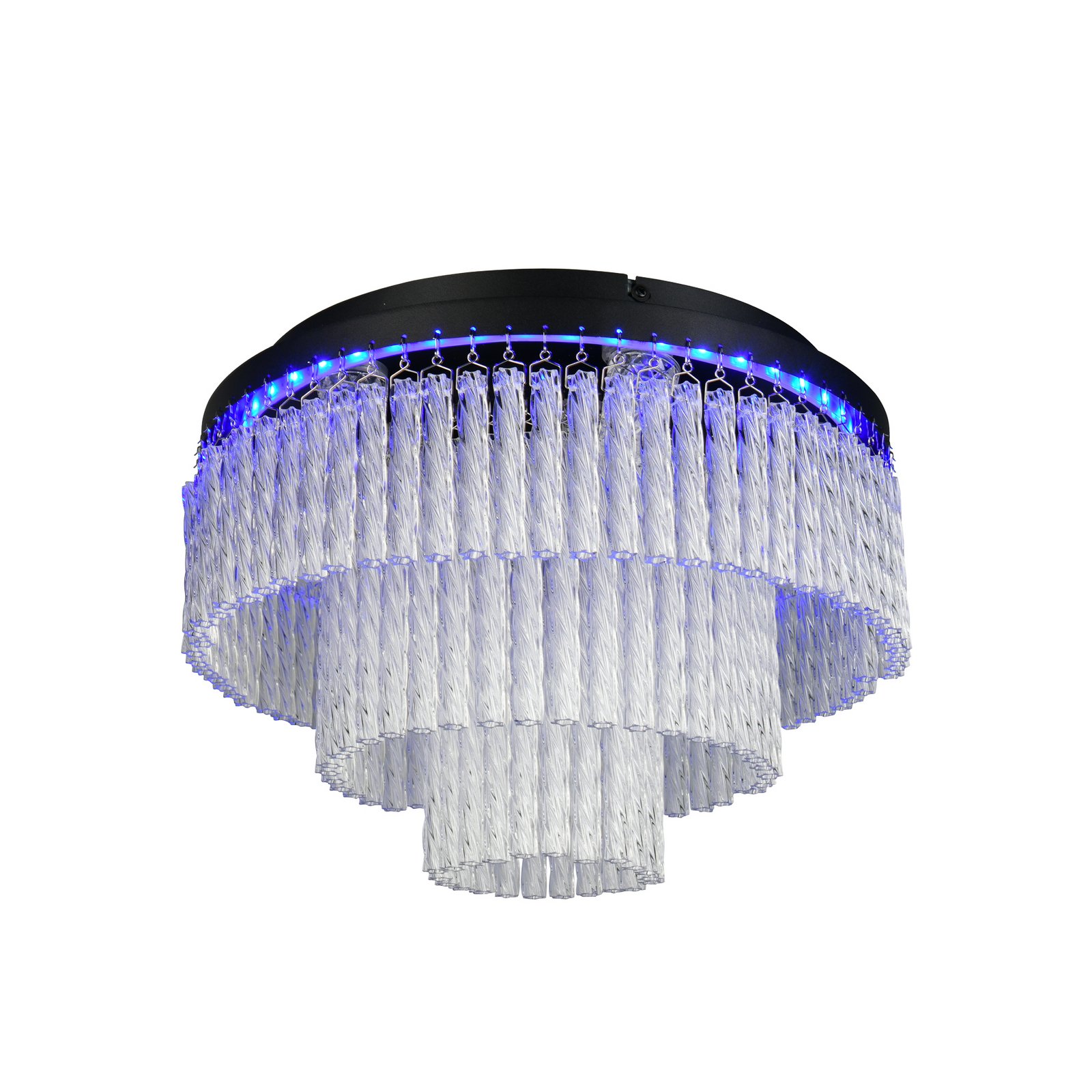 LED οροφής Vono, μαύρο/διαφανές, Ø 40 cm, CCT, RGB Remote