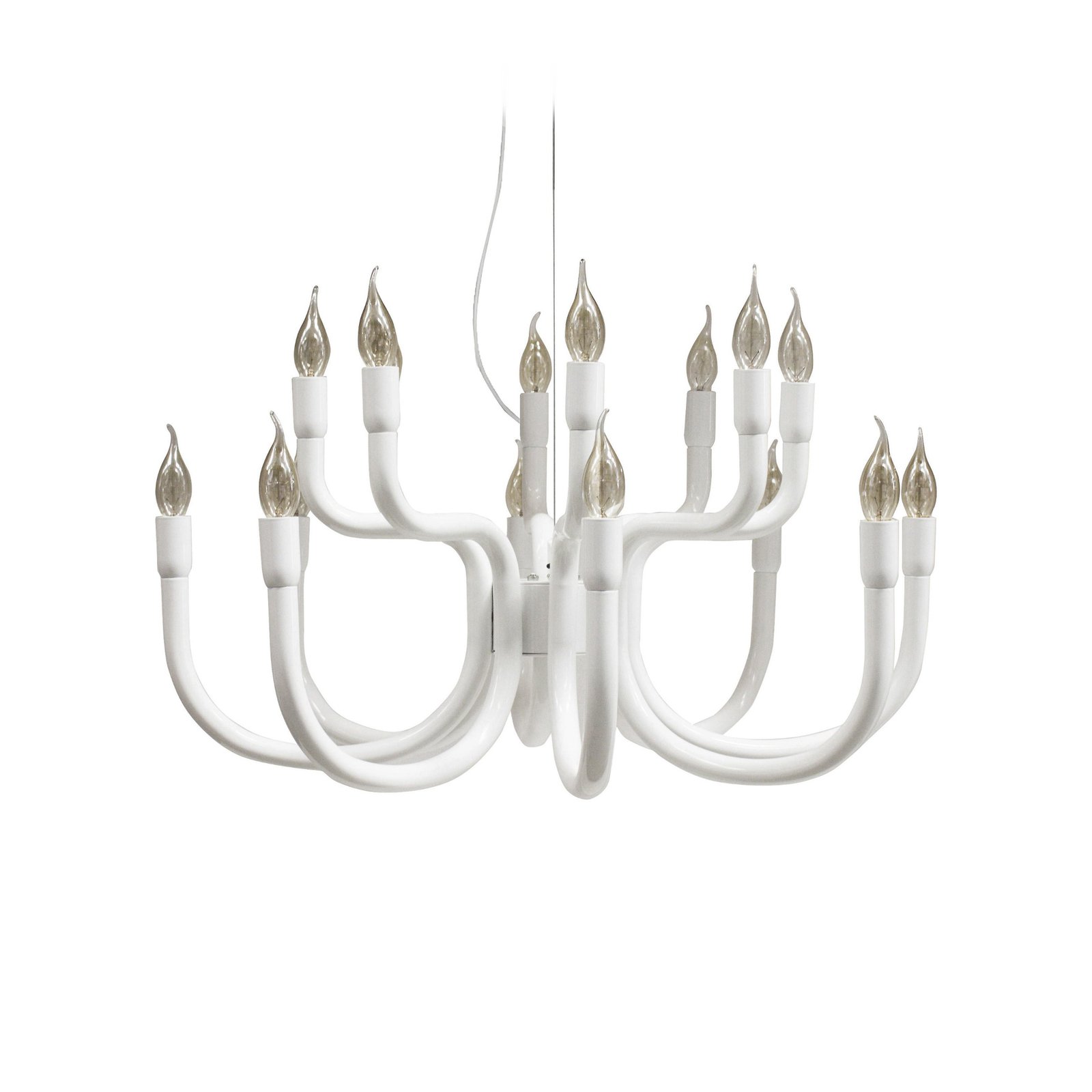 Karman Snoob chandelier, white, Ø 73 cm, aluminium, 20-light.