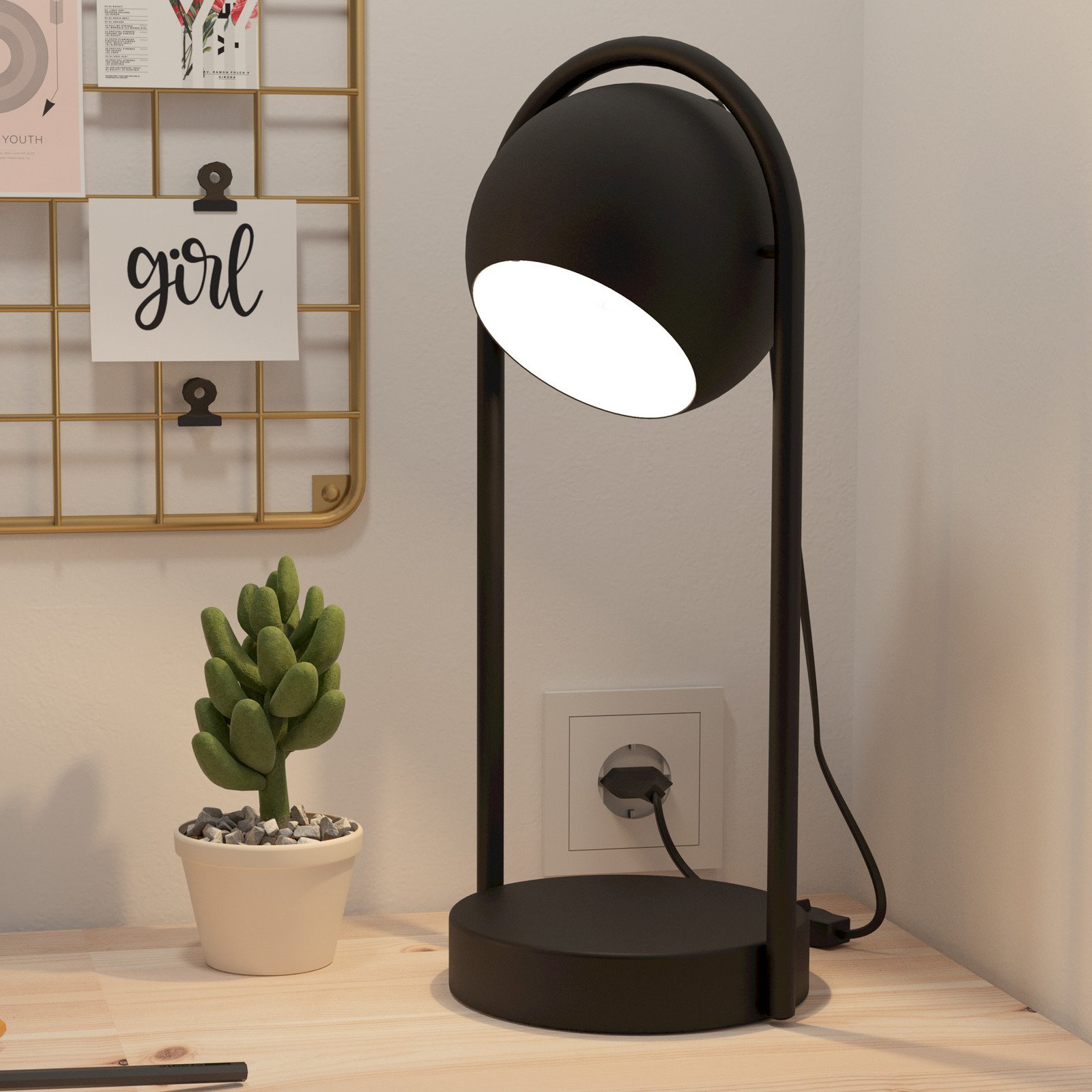 EGLO Murnia lampă de masă cu abajur mobil - Camera de zi / sufragerie - Scandinavă - negru alb - Metal