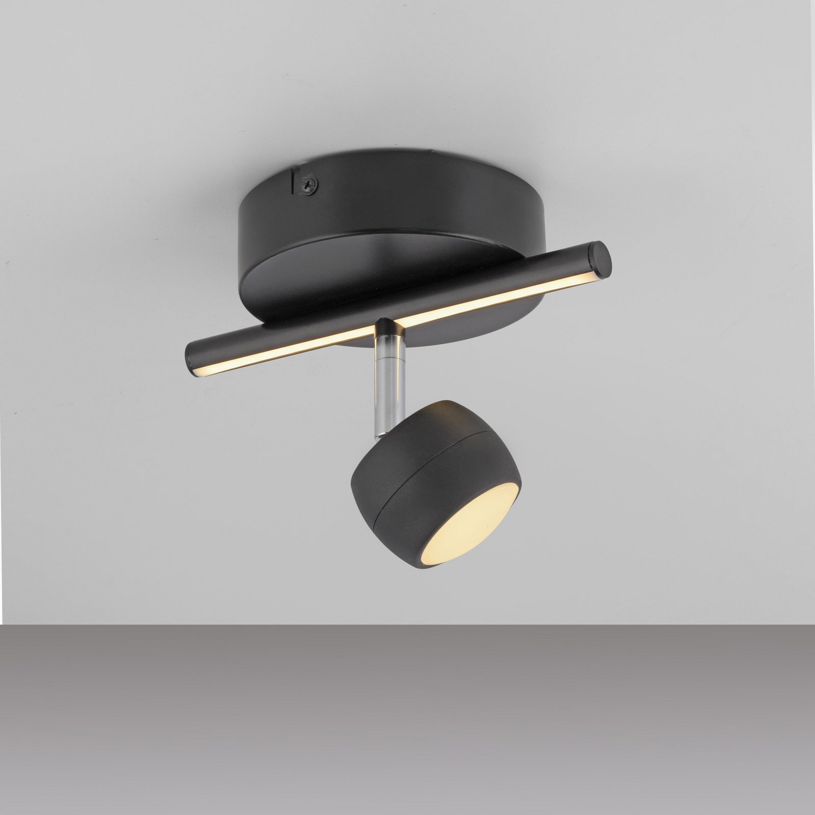 JUST LIGHT. LED-kattospotti Jarik, 1-lamppuinen, musta, 3 000 K