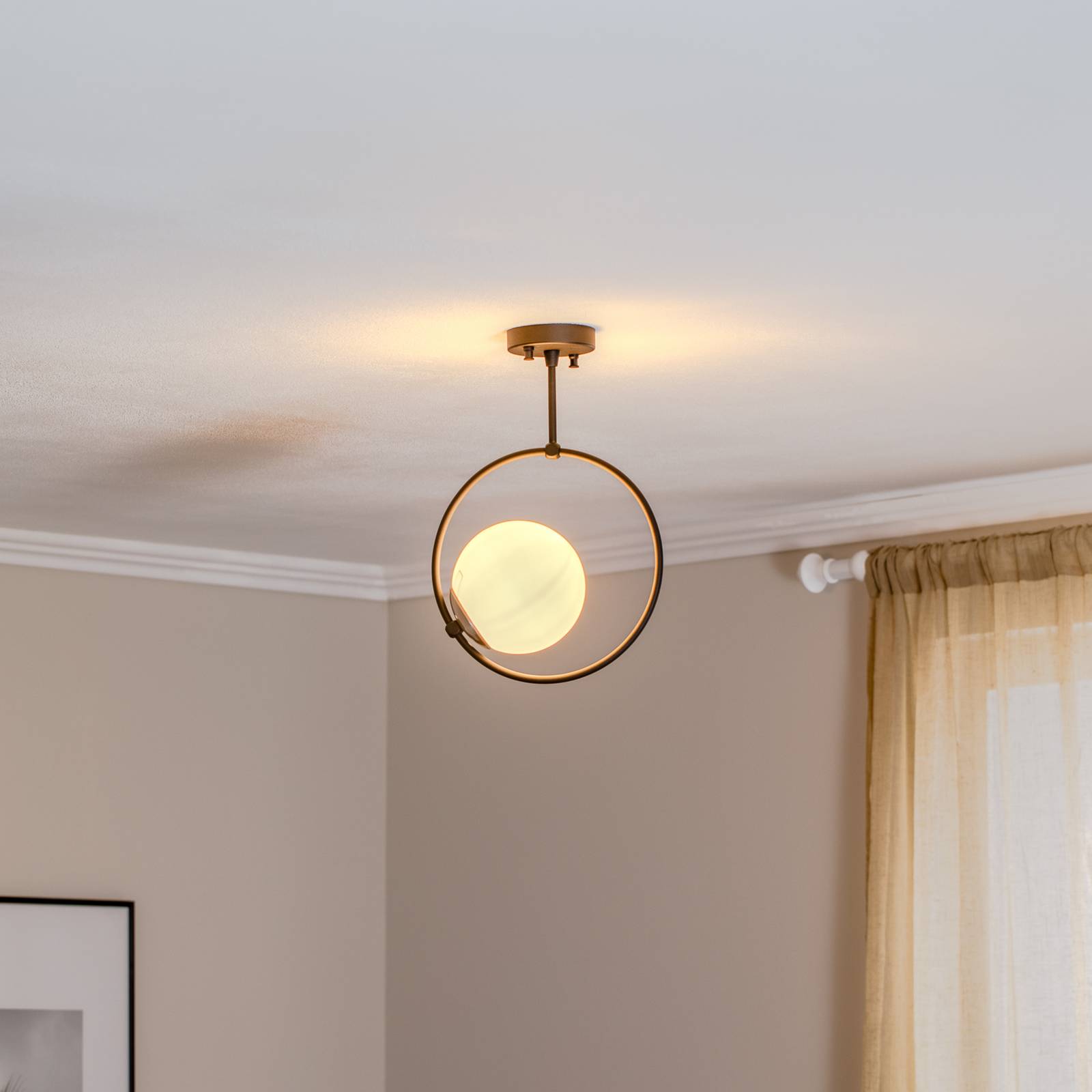 Lampa sufitowa Dolunay 3901 czarny, szklany klosz, pierścień