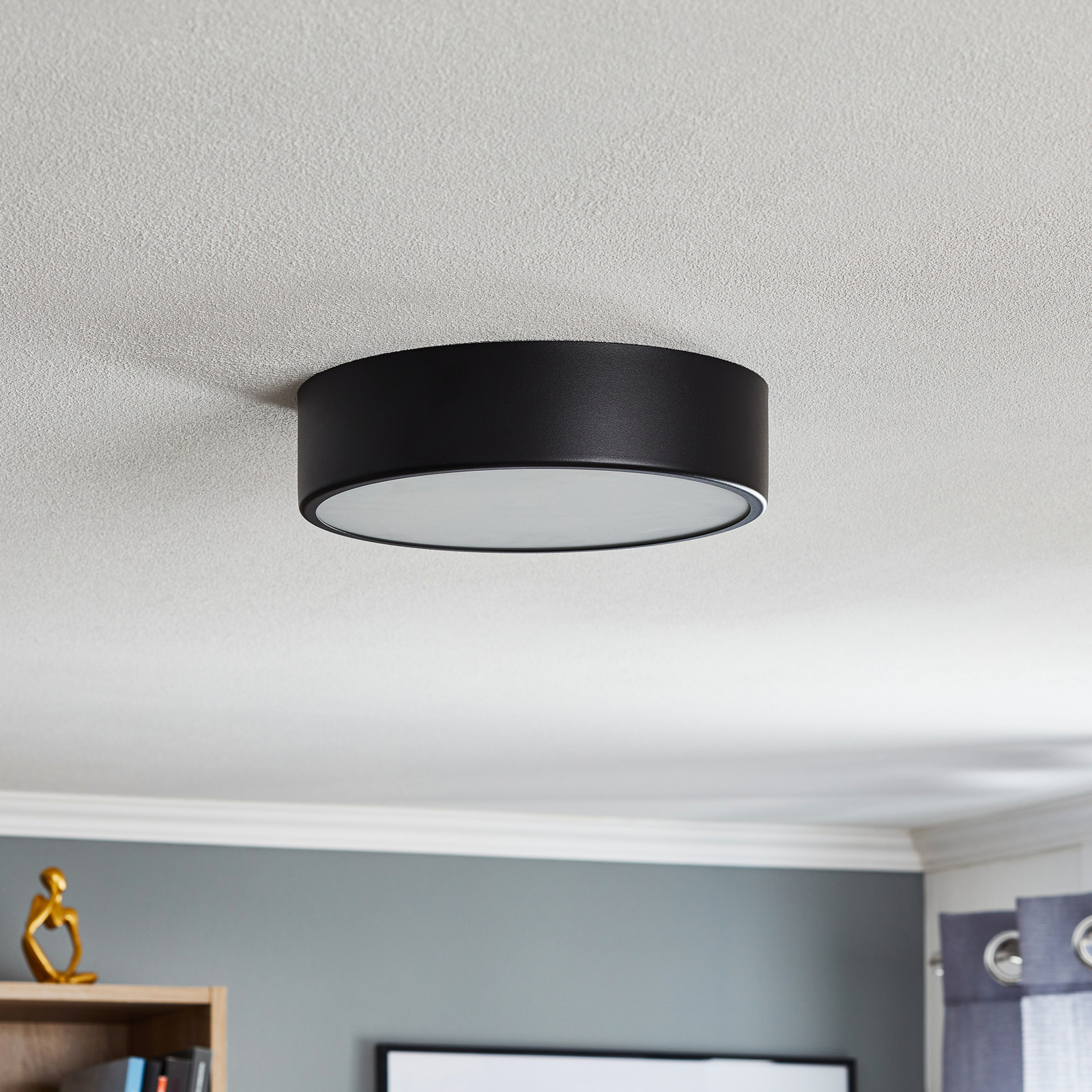 Cleo 300 ceiling light, sensor, Ø 30 cm black