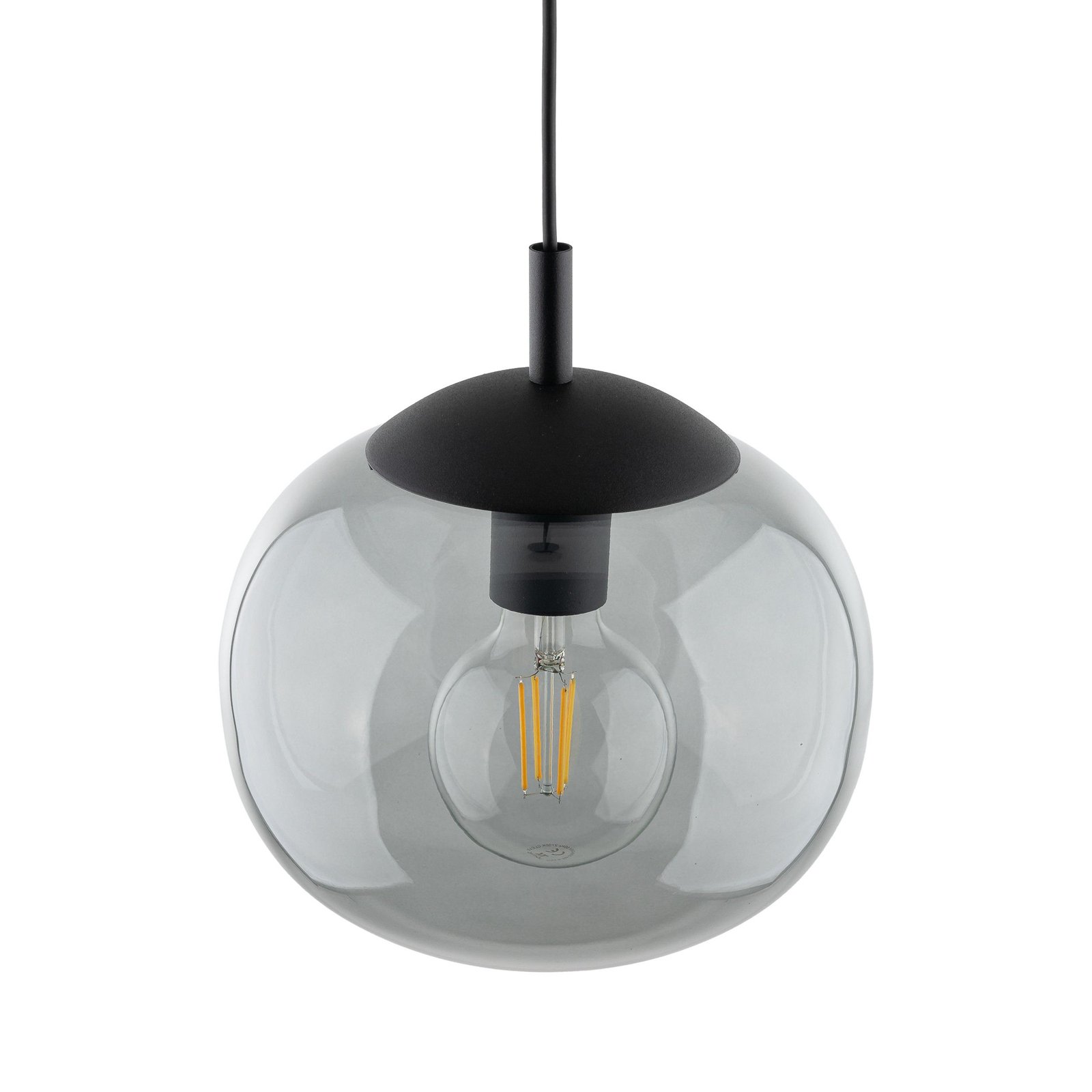 Hanglamp Vibe, grafietgrijs-transparant glas, Ø 25 cm