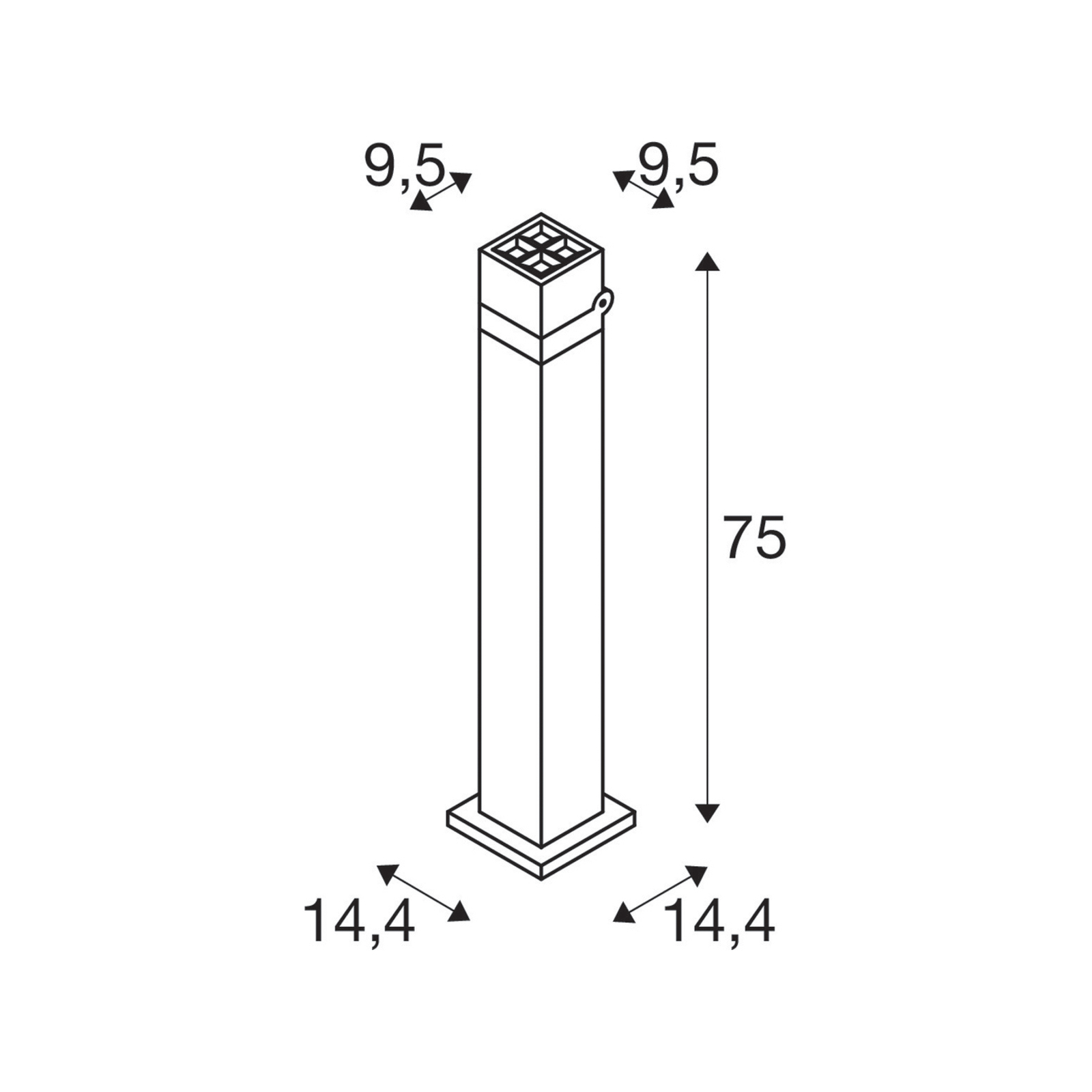 SLV LED φως διαδρομής S-Cube 75, ανθρακί, αλουμίνιο, ύψος 75 cm