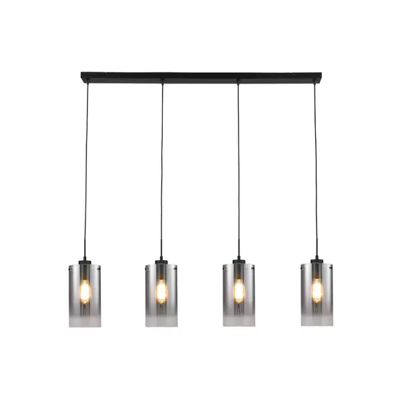 Lampenwelt Hängelampe Ventotto, schwarz/rauch, Länge 125 cm, 4-flg