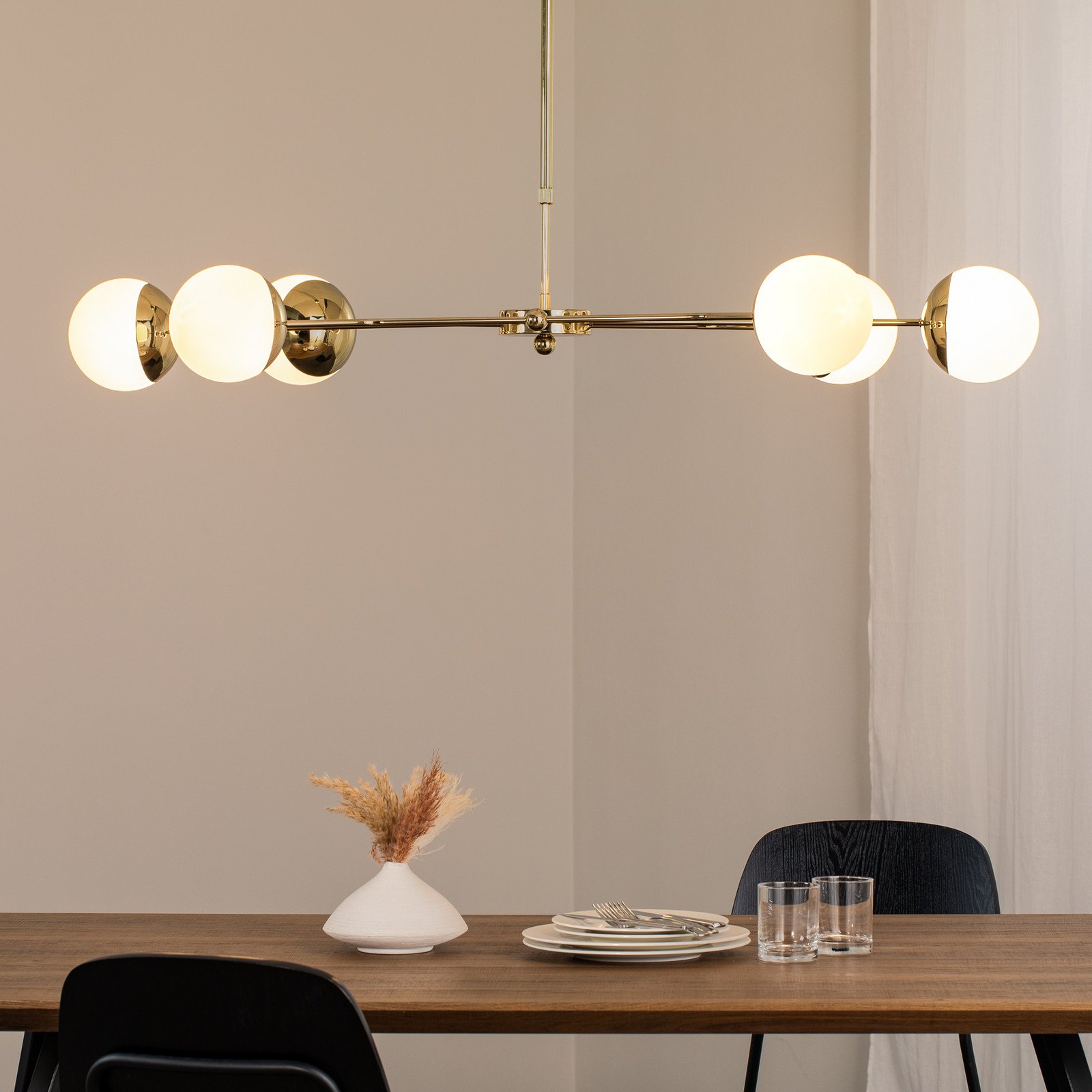 Jupiter Lampă suspendată Trento negru sticlă 6 becuri G9 - Camera de zi / sufragerie - Modern - auriu alb opal - Metal