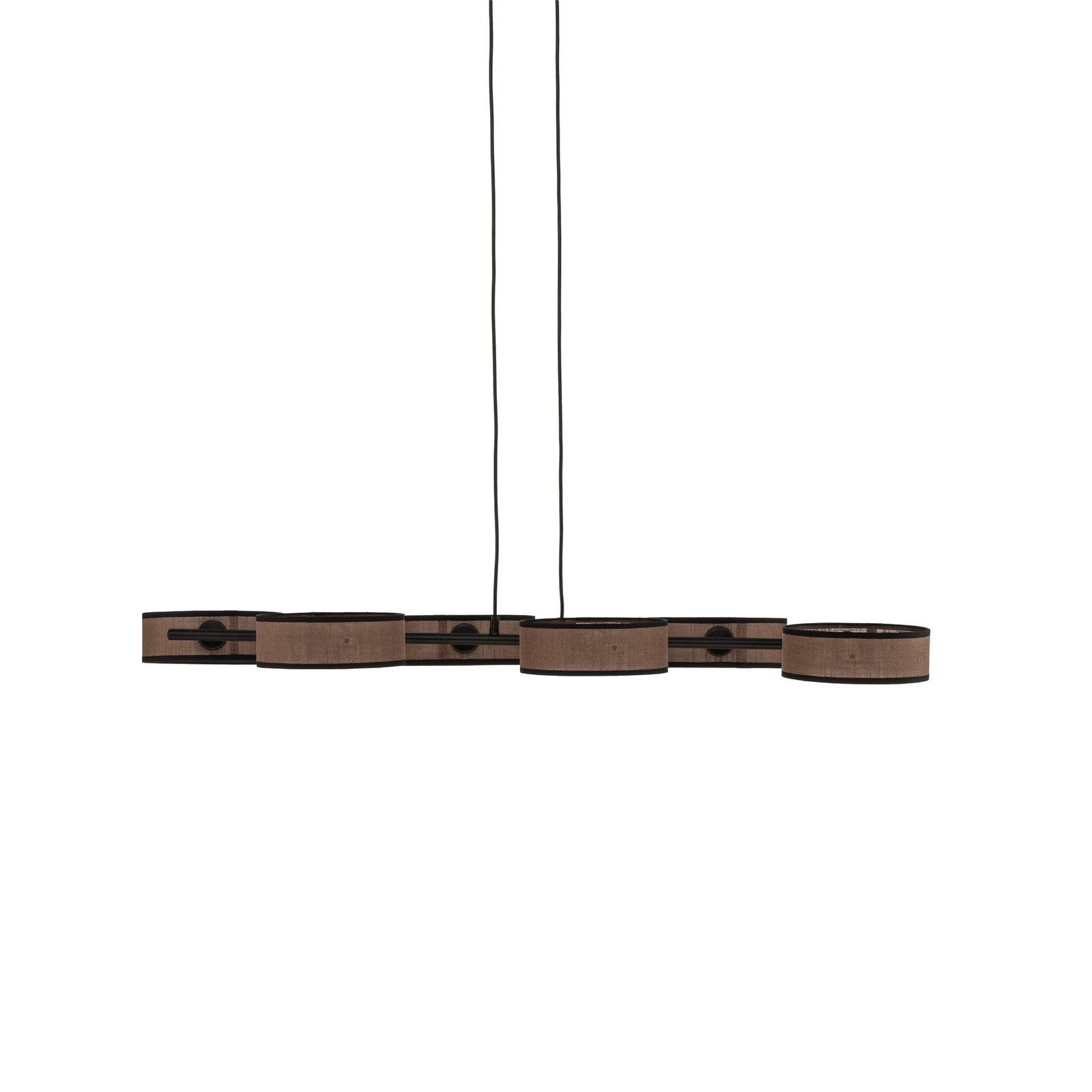 Suspension DRUMZ, marron, longueur 100 cm, à 6 lampes, tissu, E14