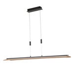 Suspension LED Shine-Wood, chêne/noir, 125 cm, CCT