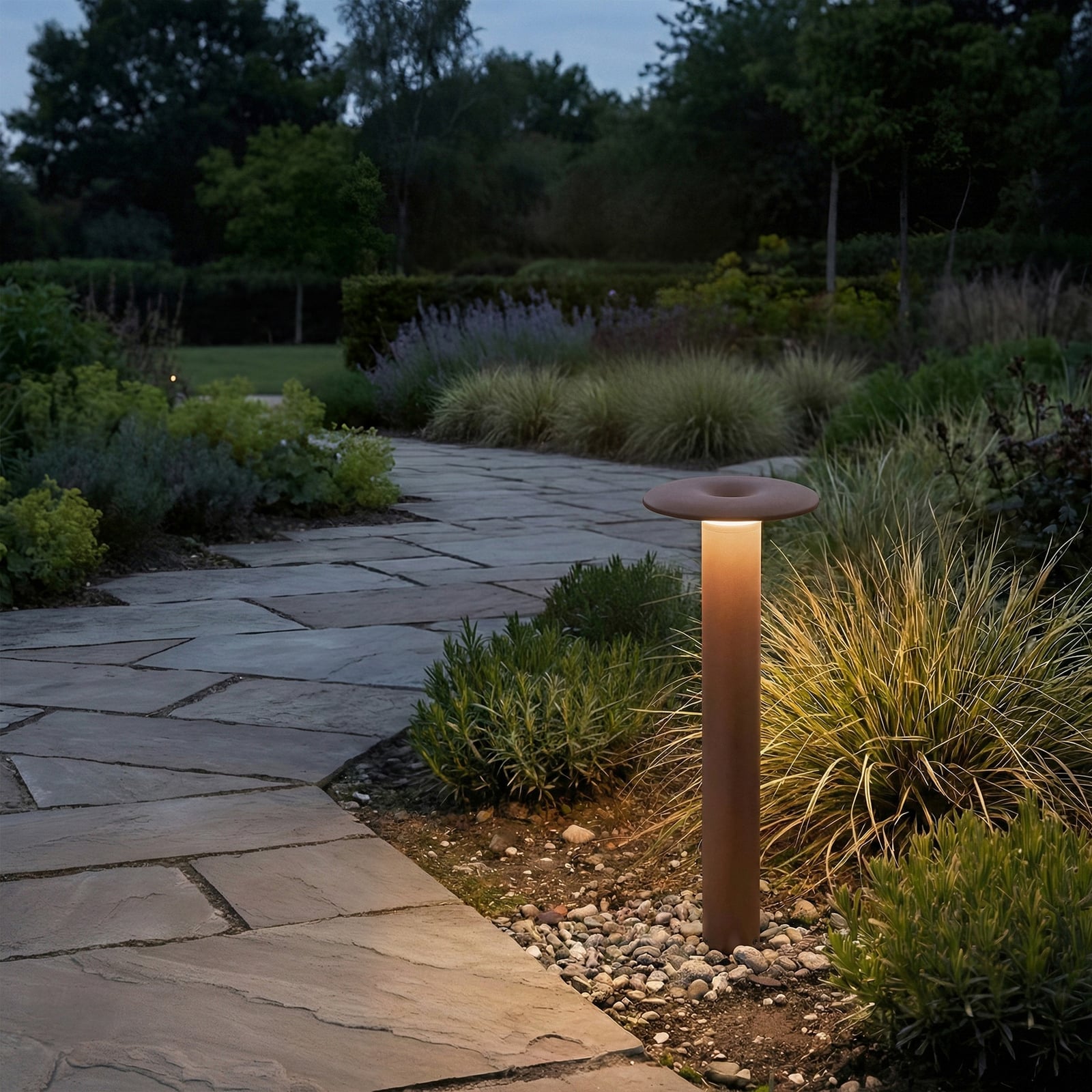 Haloa LED path light, height 50, IP54, brown, aluminium - Lucande