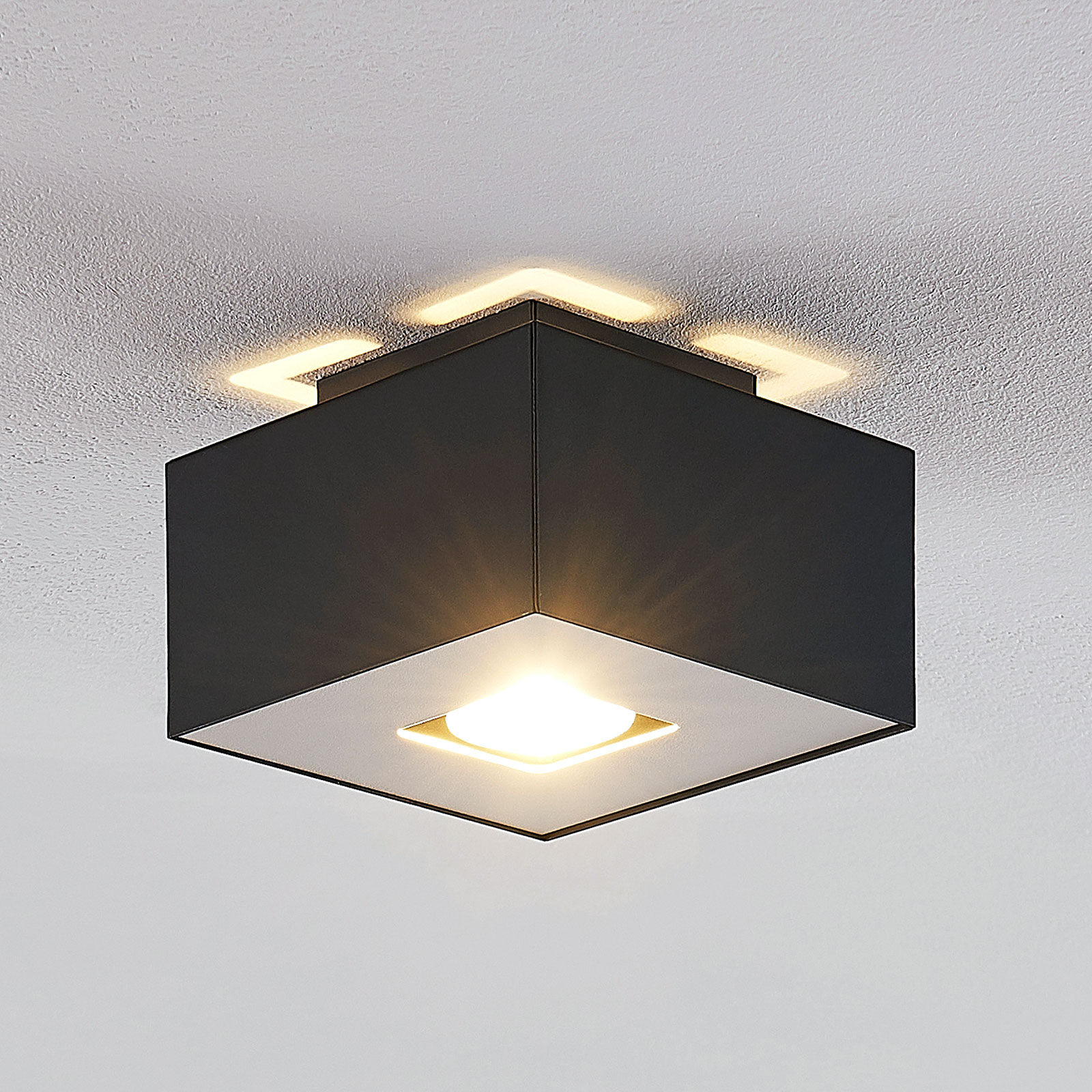 Lindby Kasi ceiling light, one-bulb, 14 x cm, for Living / Dining Room, steel, GU10, 40 W, energy efficiency: A++, L: 14 cm, W: 14 cm, H: 11 cm