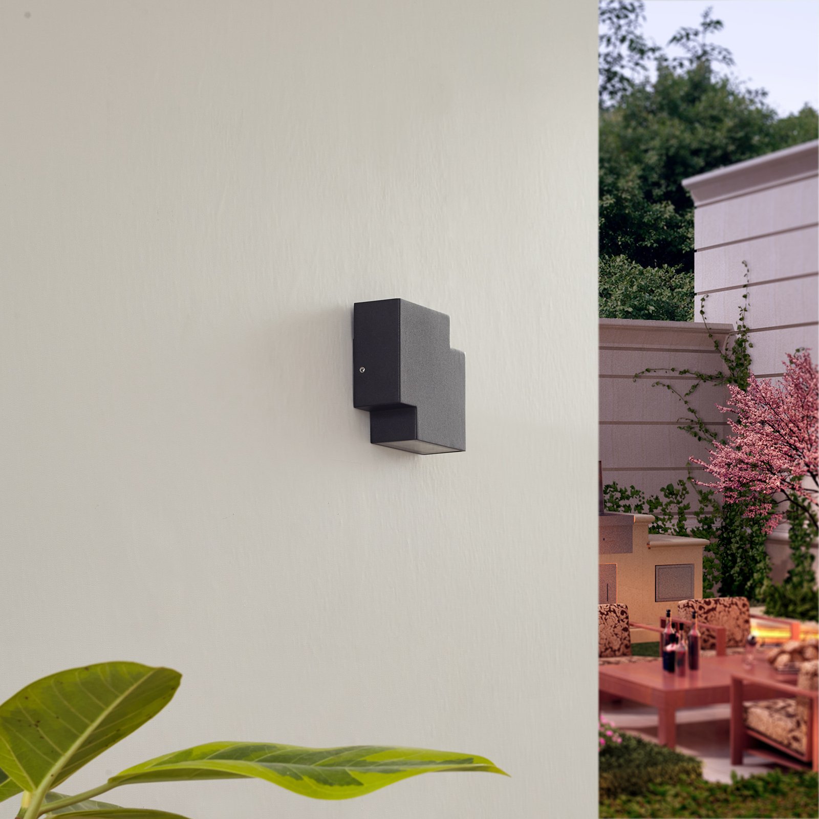 Lindby LED outdoor wall light Fendir, black, aluminium, 10.5 cm