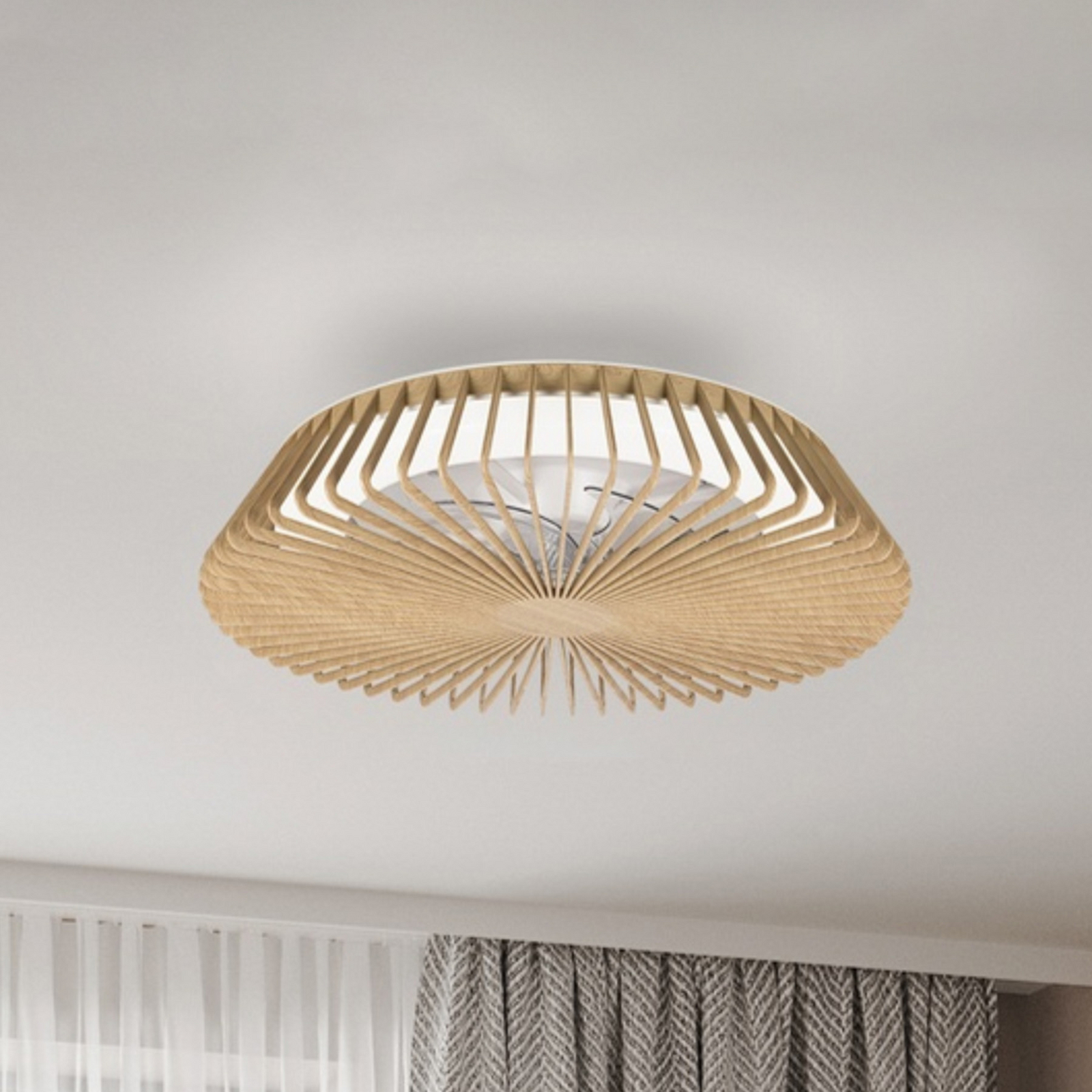 Wentylator sufitowy LED Himalaya Mini, drewno, DC, cichy, CCT Wentylator sufitowy LED Himalaya Mini, drewno, DC, cichy, CCT