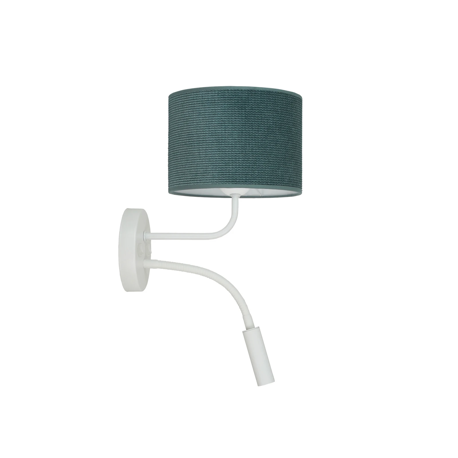 Vegglampe Roller, snor mint, hvit, med leselampe